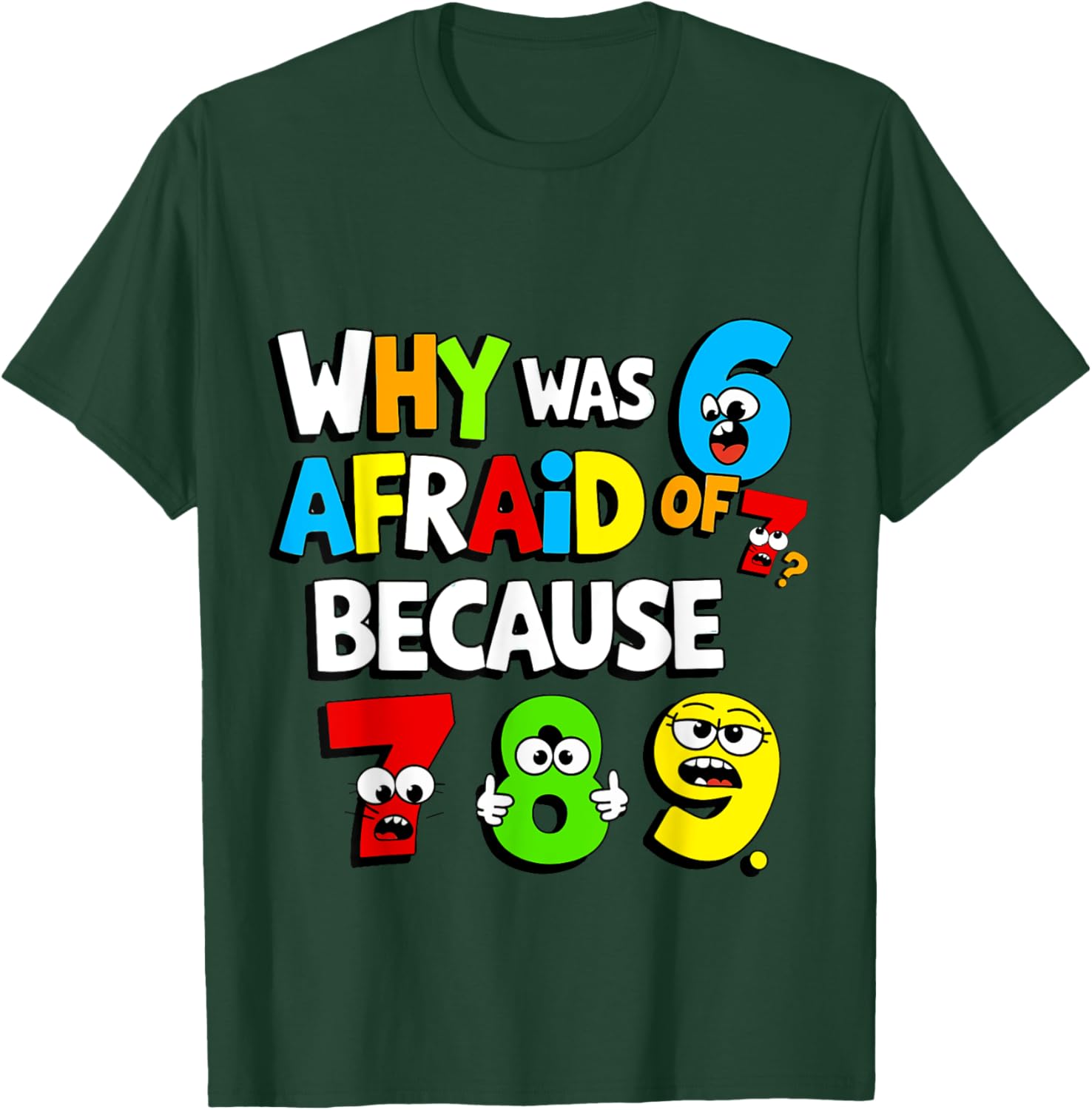 Funny Math Day T-Shirt Kids Why Was 6 Afraid of 7 Costume - 6
