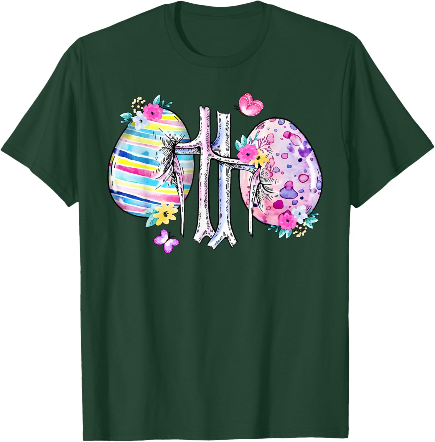 Floral Kidney Easter Egg T-Shirt for Dialysis Nurses and Technicians - 18
