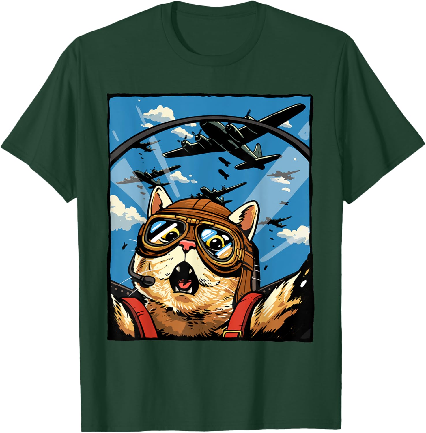 Funny Cat Pilot Jet Fighter T-Shirt for Cat Lovers and Meme Fans - 14