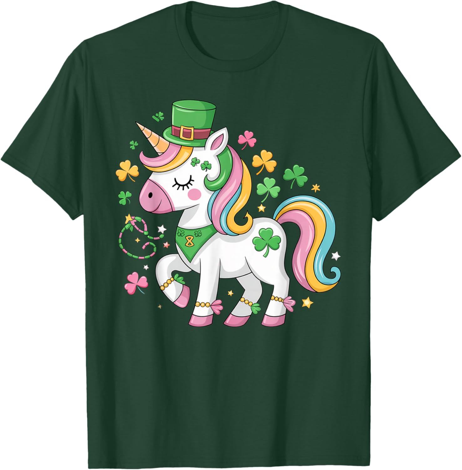 Cute Girls St Patricks Day Unicorn Shamrock Lepricorn T-Shirt for Kids - 21