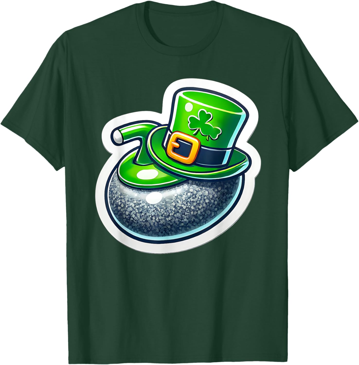 St. Patrick's Day Curling Stone Hat Irish Spirit Funny T-Shirt for Fun - 16