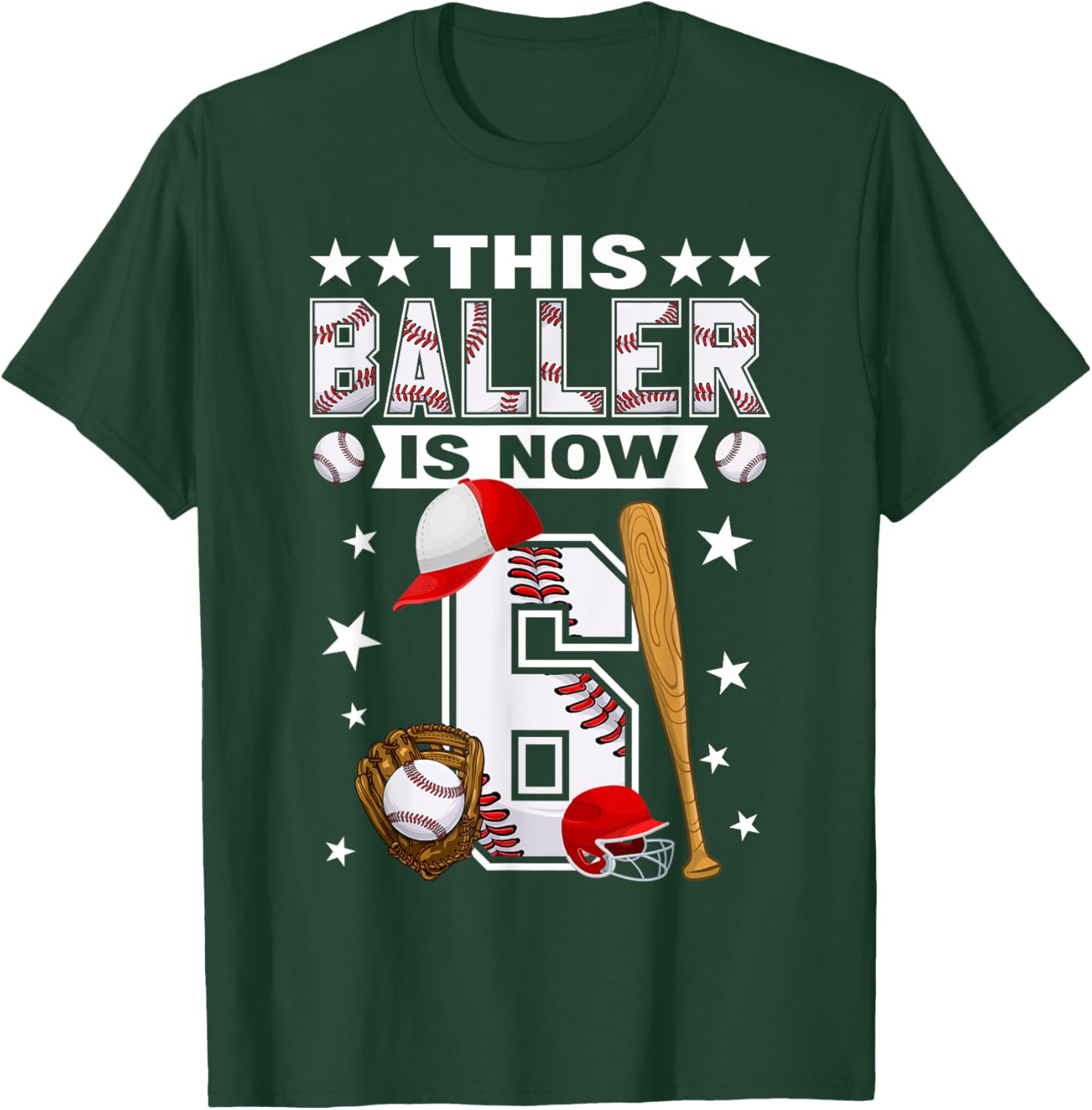 Cute 6 Year Old Baseball Lovers Boys T-Shirt for Kids Fun Style - 24