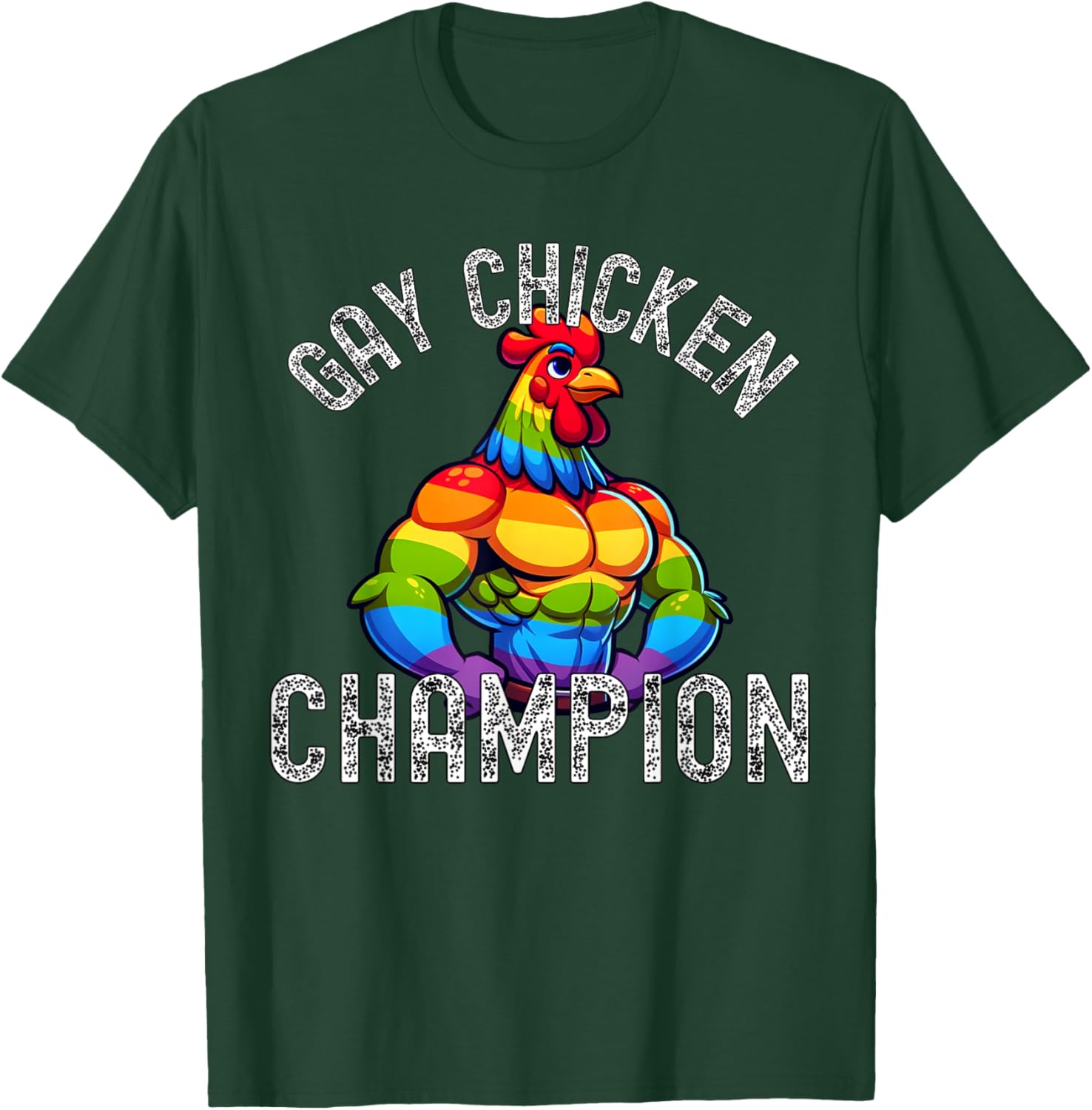 Gay Chicken Champion T-Shirt Fun Pride Apparel for LGBTQ+ Enthusiasts - 1