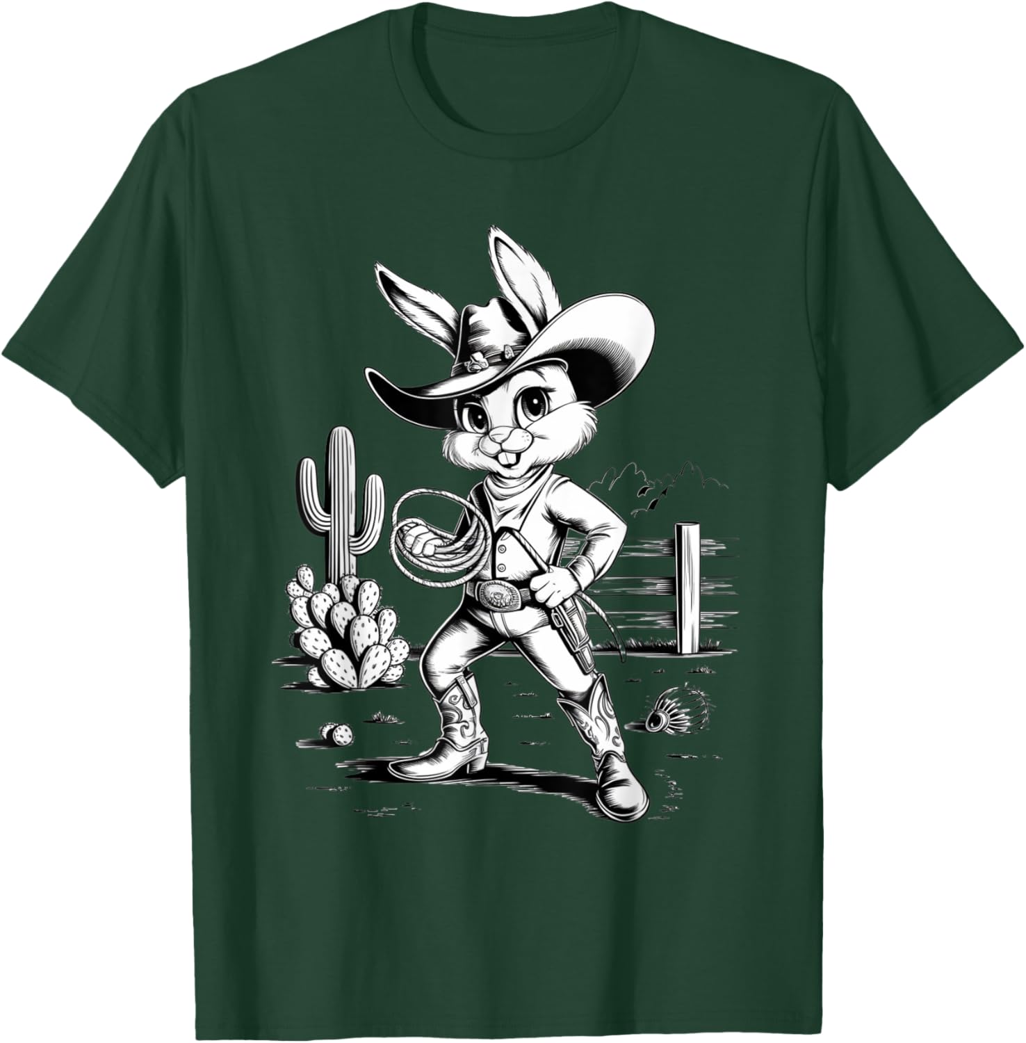 Cowboy Bunny Western Adventure T-Shirt for Fun Desert Inspired Style - 4
