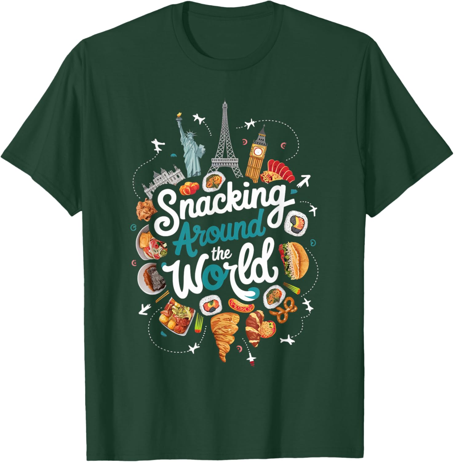 Snacking Around The World T-Shirt for Food Lovers in Travel Style - 17
