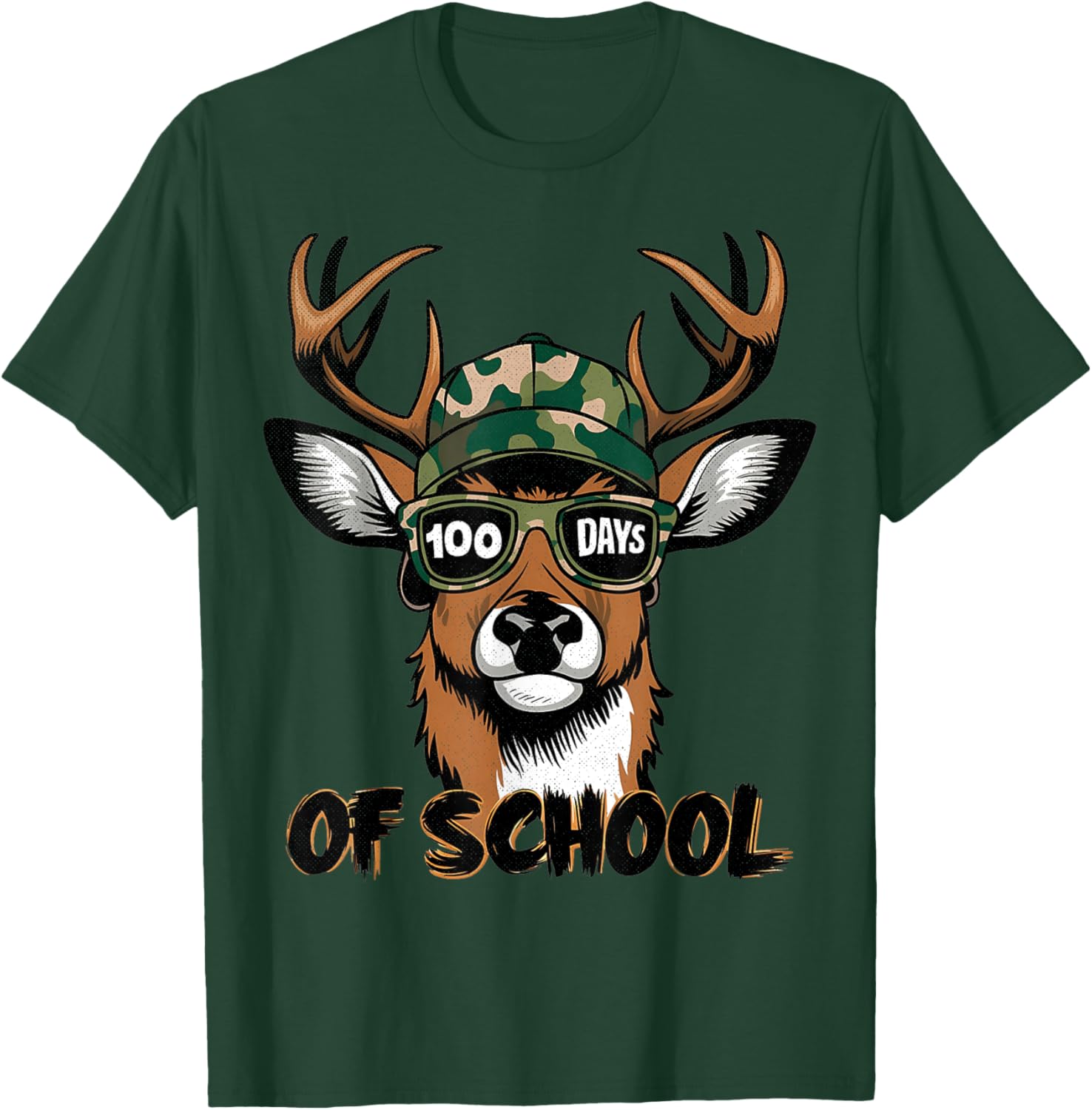 100 Days of School Deer Hunting T-Shirt for Kids Fun and Stylish - 14