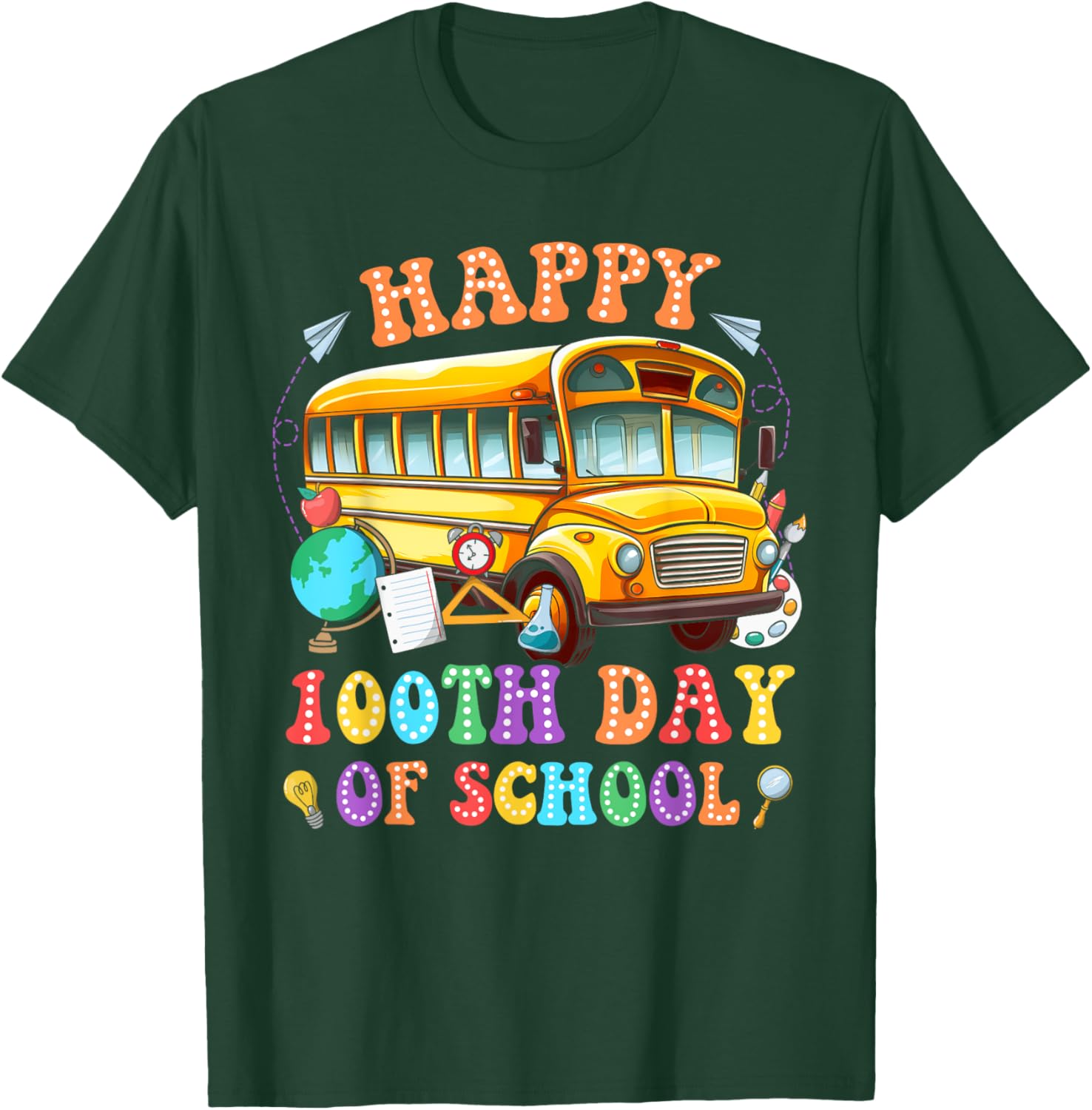 Happy 100th Day School Bus Driver Kids T-Shirt Fun School Celebration - 11