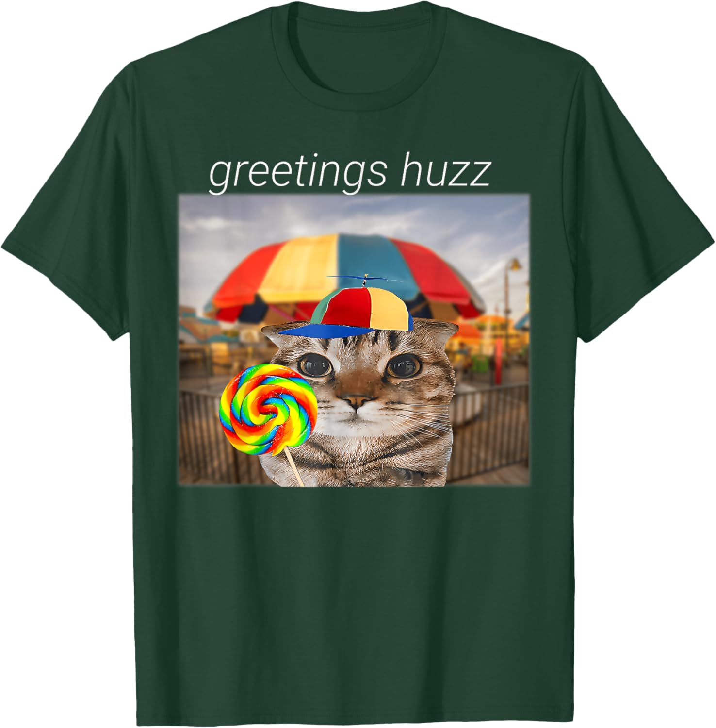 Funny Cat Huzz Meme T-Shirt for Men and Women - Cute Lollipop Design - 20