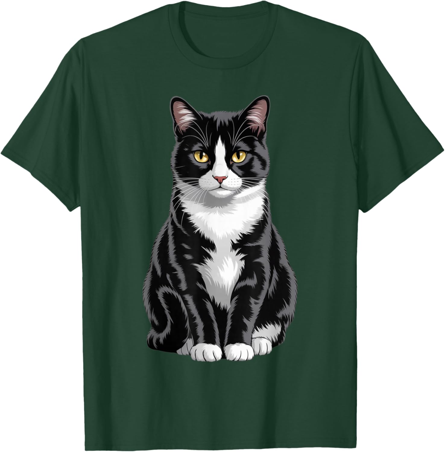 Majestic Tuxedo Cat Art T-Shirt for Cat Lovers - Unisex Kids and Adults - 29