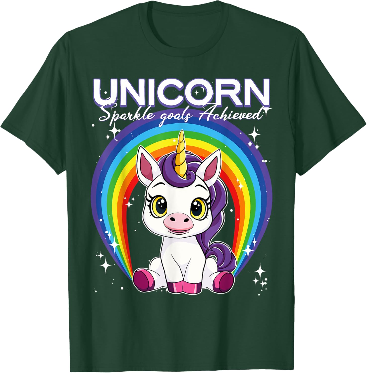 Unicorn Sparkle Goals Achieved T-Shirt for Dreamers and Believers - 3