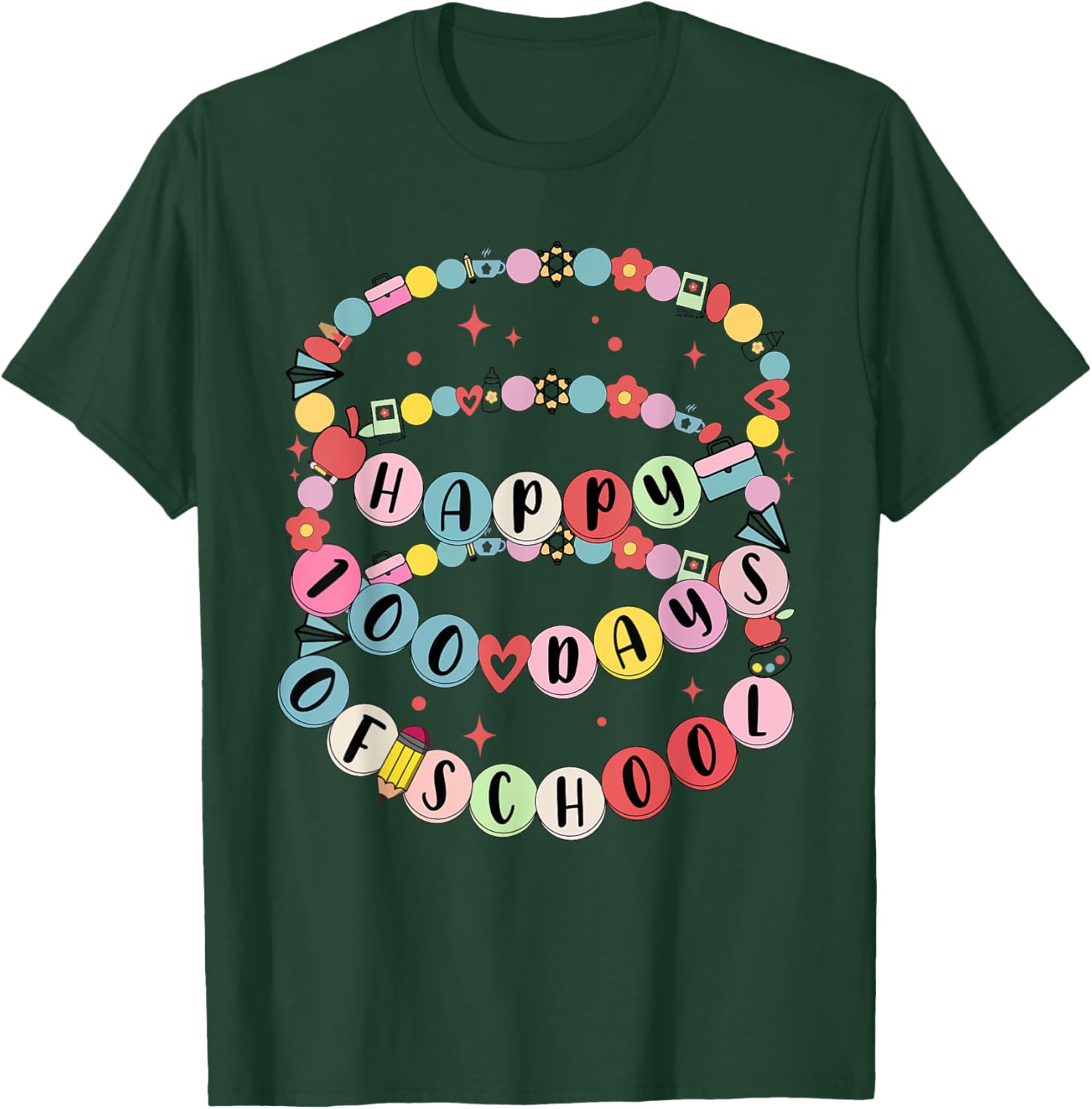 Cute Little Girl 100 Days Of School Friendship Bracelet T-Shirt - 2