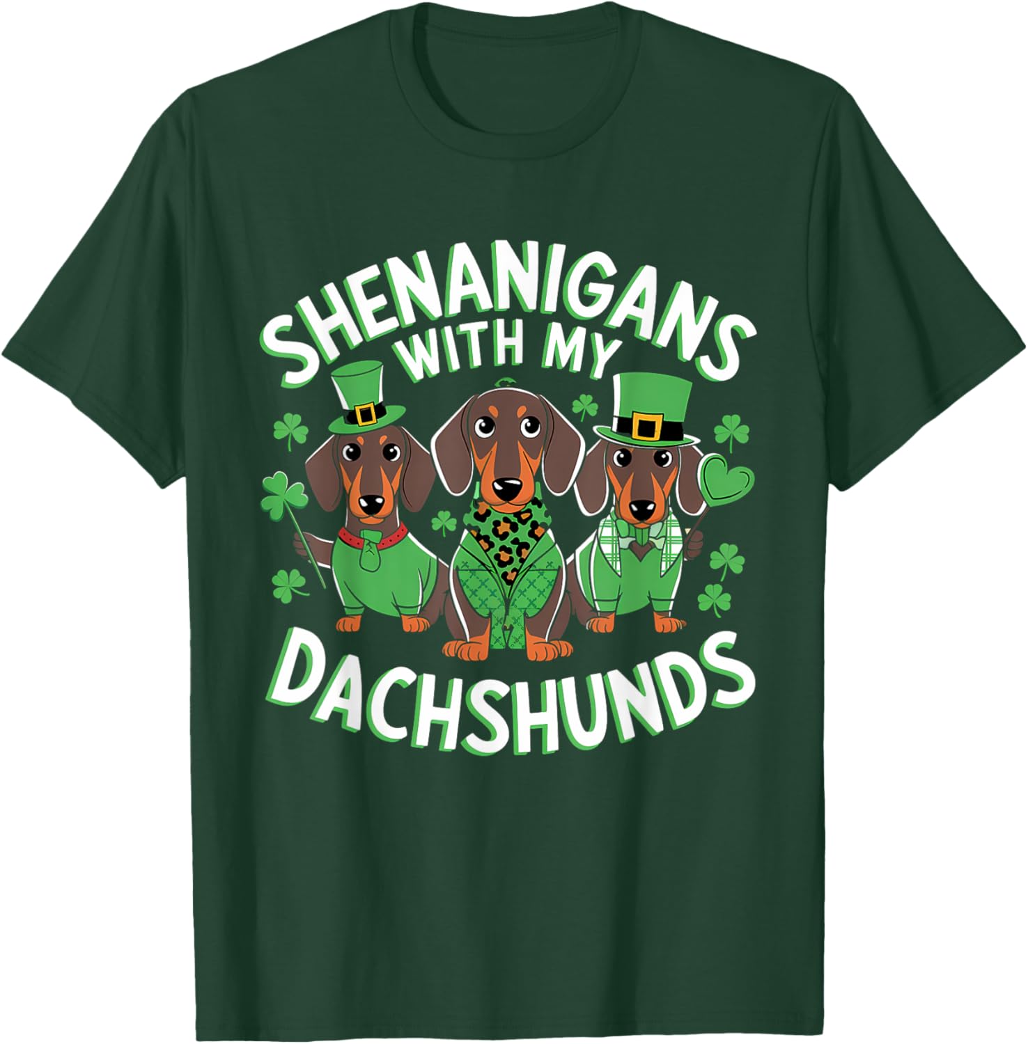 St Patrick's Day Irish Dachshund Shamrock T-Shirt for Dog Lovers - 7