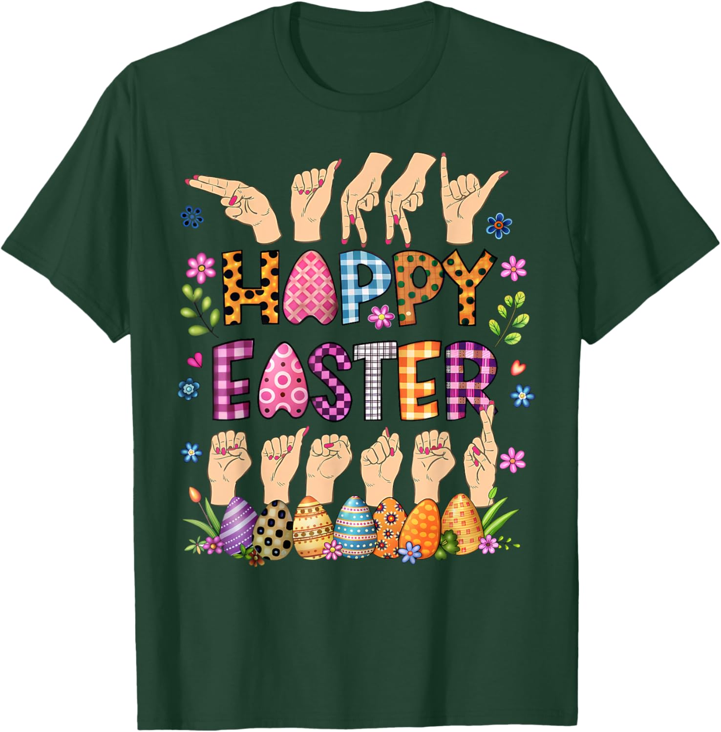 Happy Easter Eggs ASL Teacher T-Shirt for Fun Celebrations - 25