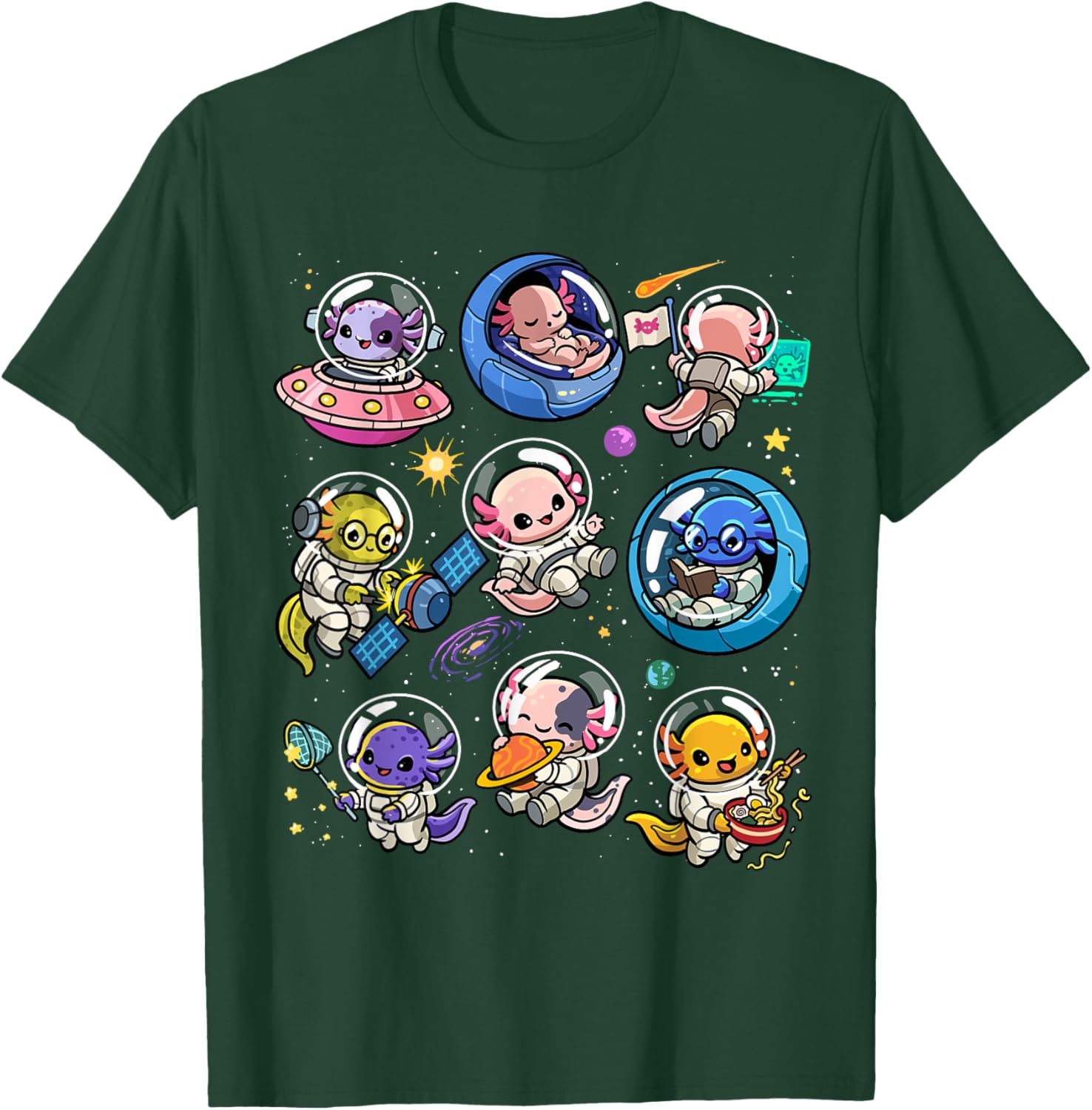 Cute Galaxy Axolotl Astronaut T-Shirt for Space Lovers and Kids - 15
