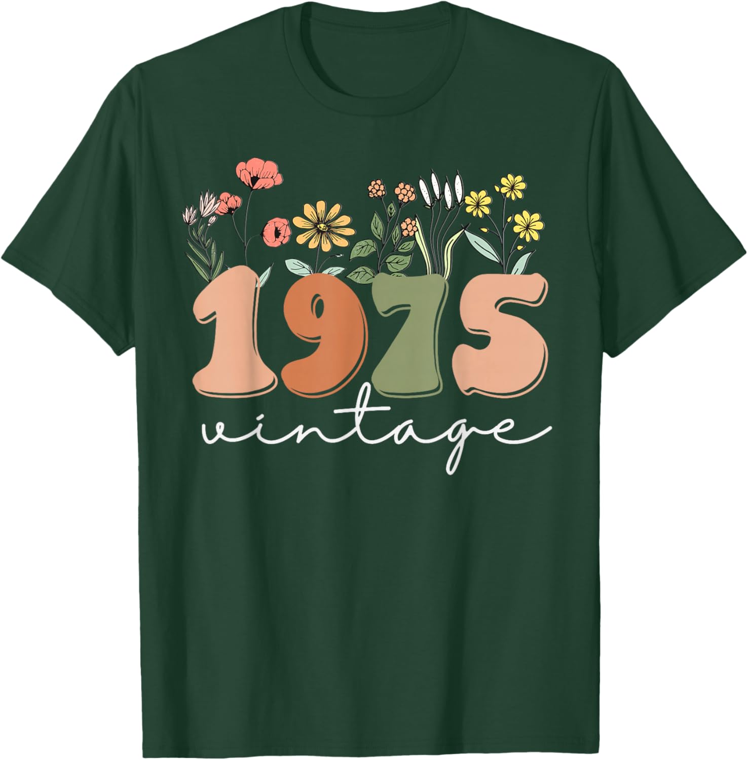 Vintage 1975 50th Birthday Wildflower T-Shirt for Women - 17