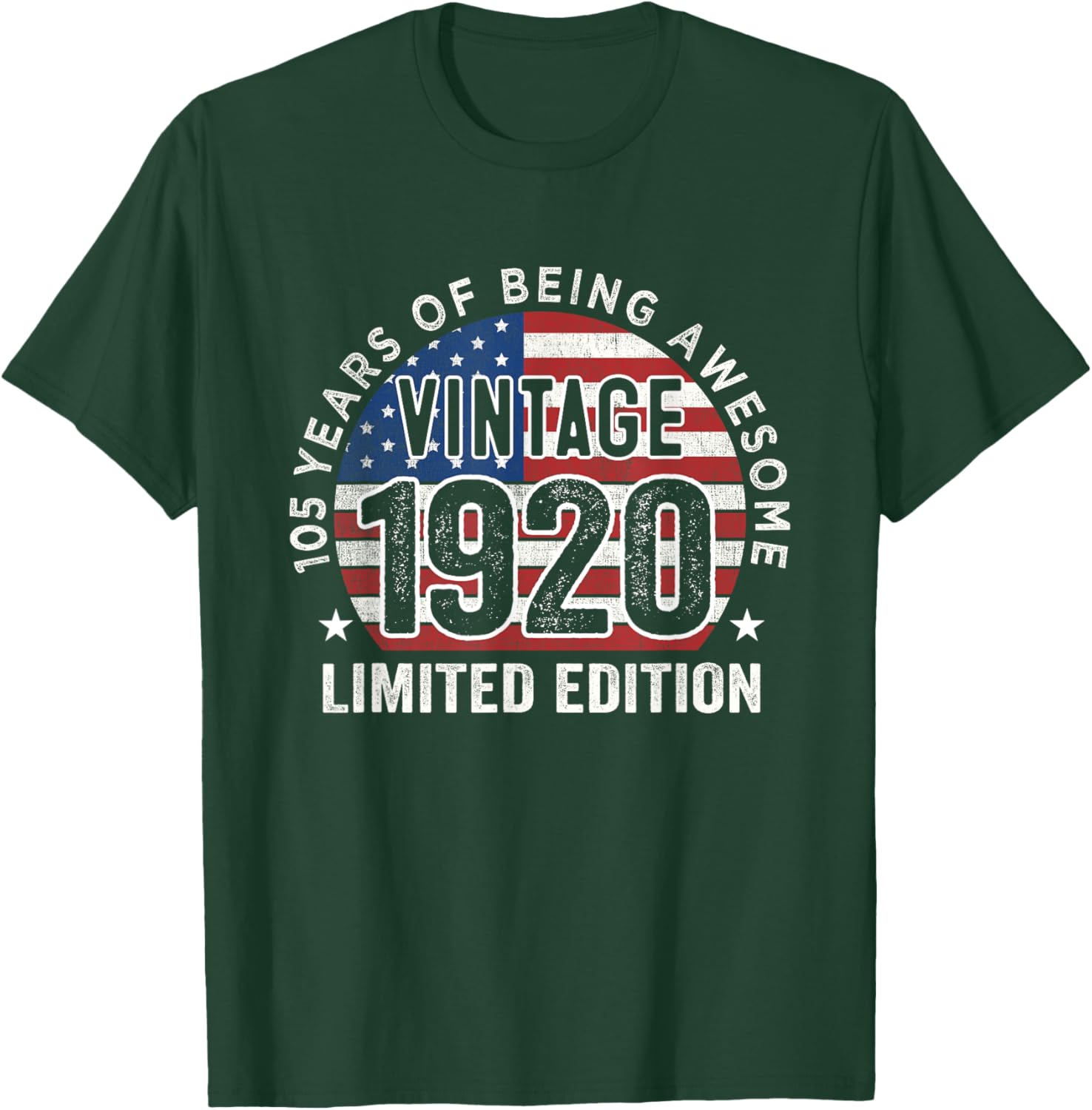 Vintage 1920 105th Birthday Gift T-Shirt for Men with USA Flag Design - 13