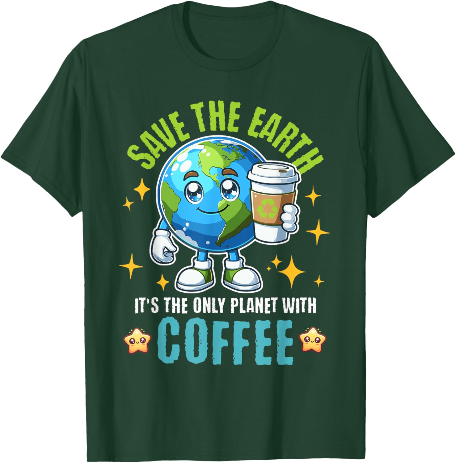 Save the Earth Coffee T-Shirt for Earth Day 2025 - Eco-Friendly Style - 7