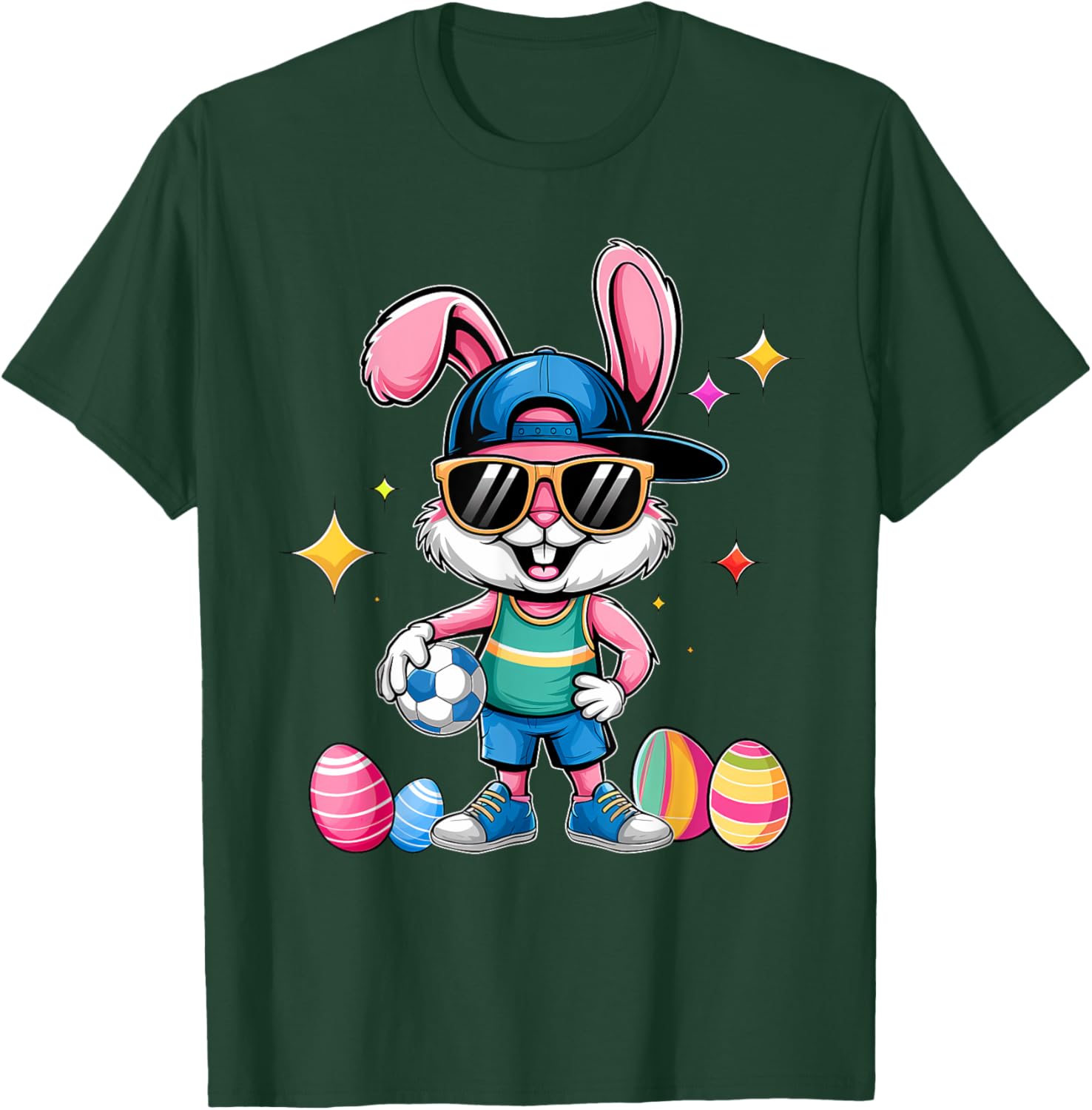 Happy Easter Bunny Soccer Kids T-Shirt for Boys Fun Sports Wear - 14