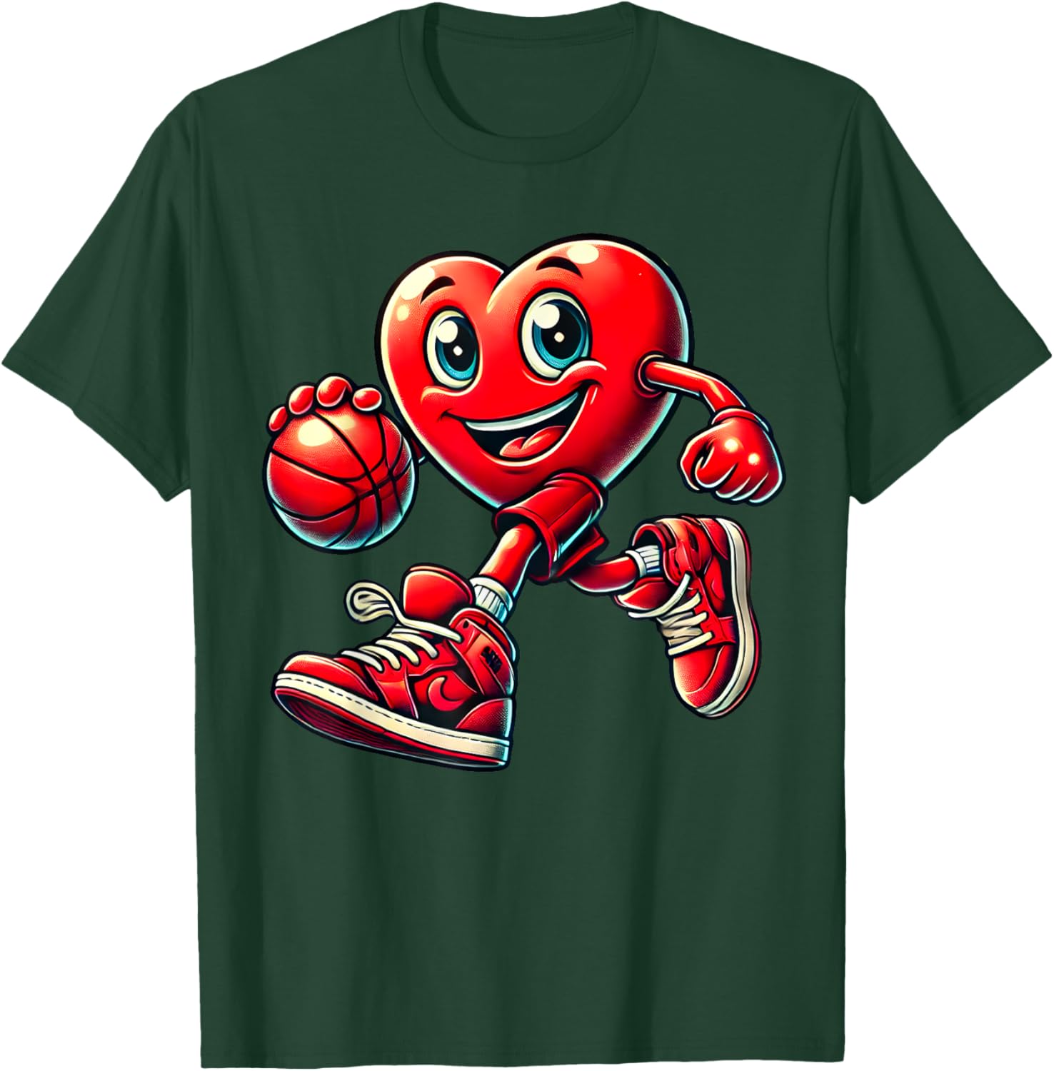 Valentine's Day Heart Basketball T-Shirt for Kids and Adults Fun Design - 13
