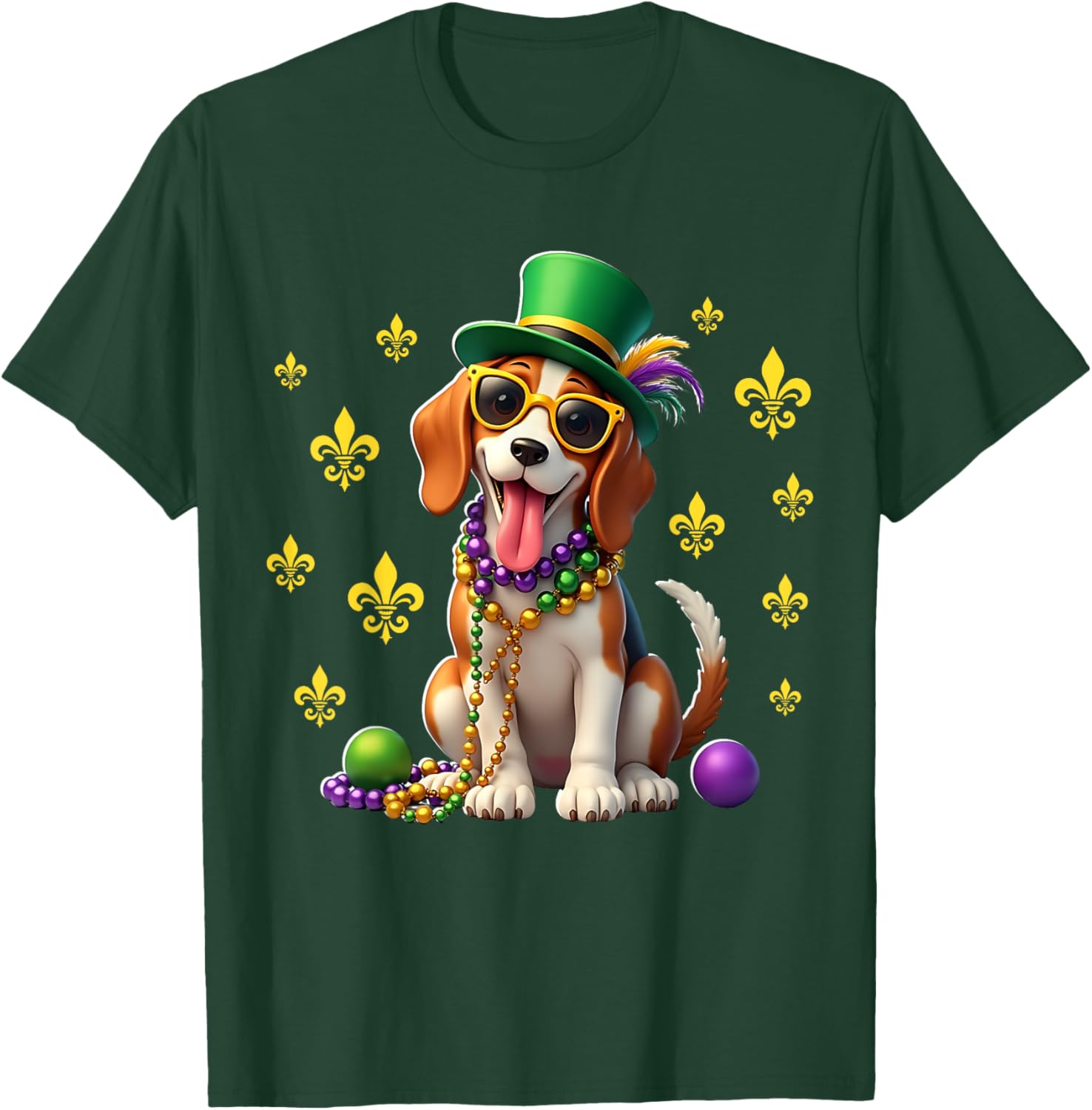 Beagle Mardi Gras Costume T-Shirt for Carnival Fun and Festivities - 16