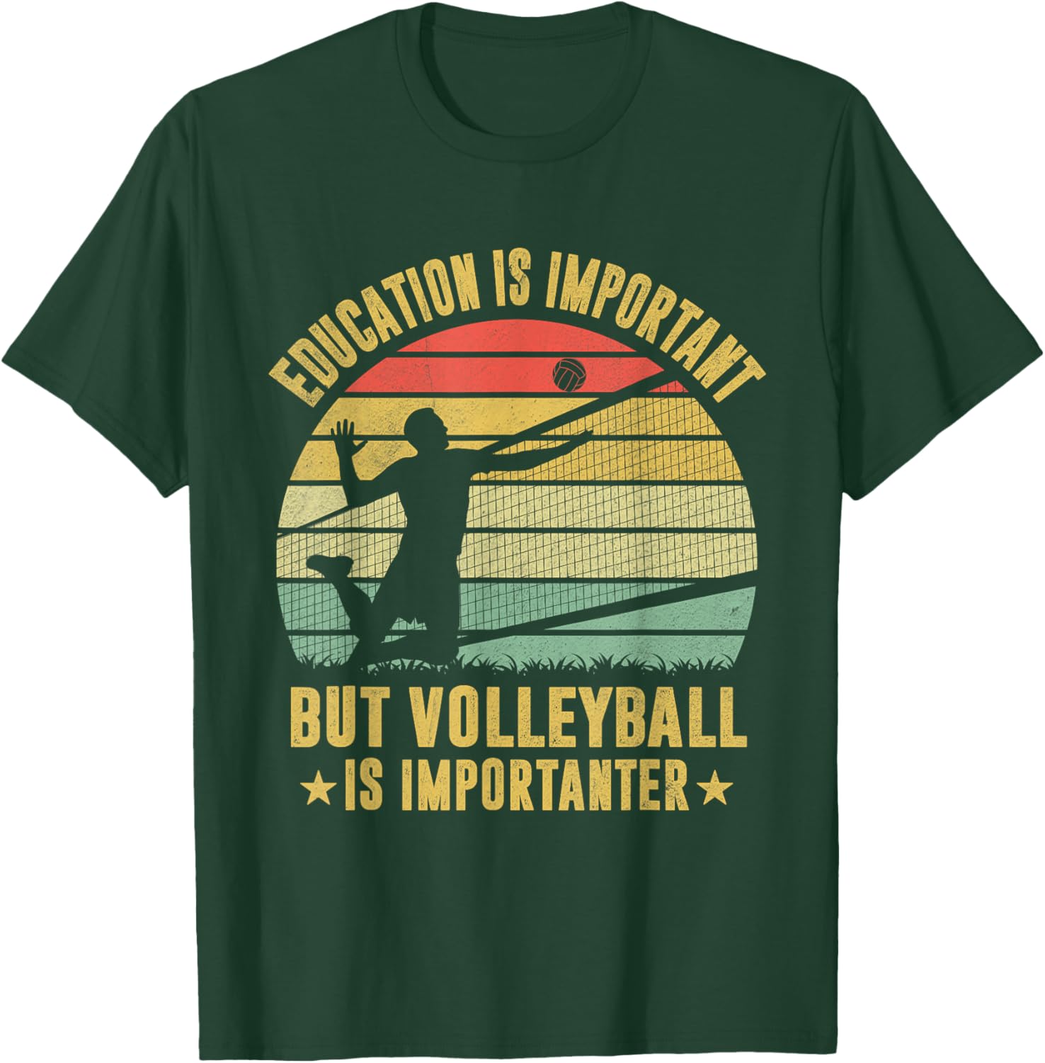 Retro Volleyball T-Shirt Education Is Important But Volleyball Is Importanter - 4