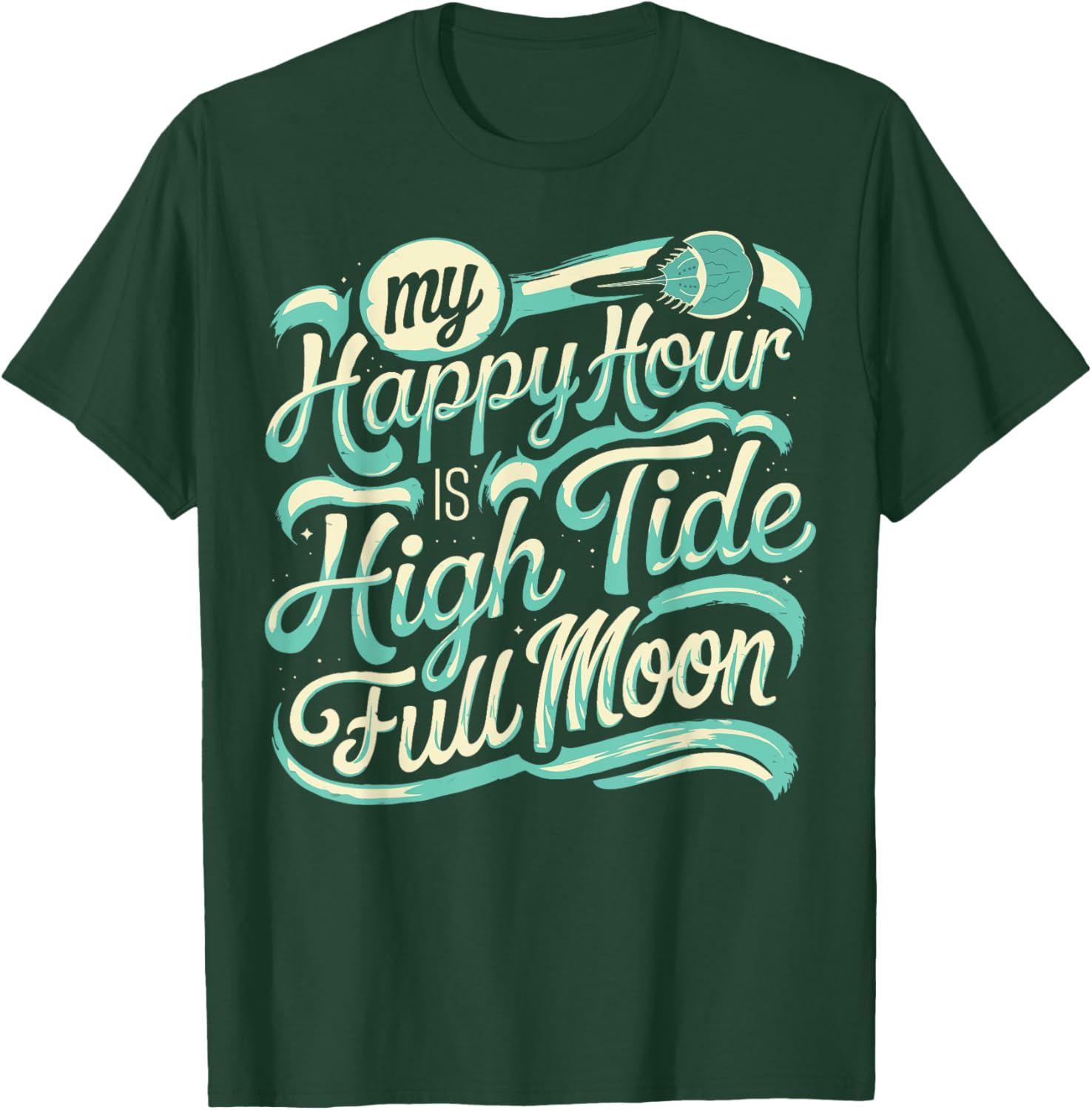 Horseshoe Crab Full Moon High Tide T-Shirt for Sea Life Lovers - 6