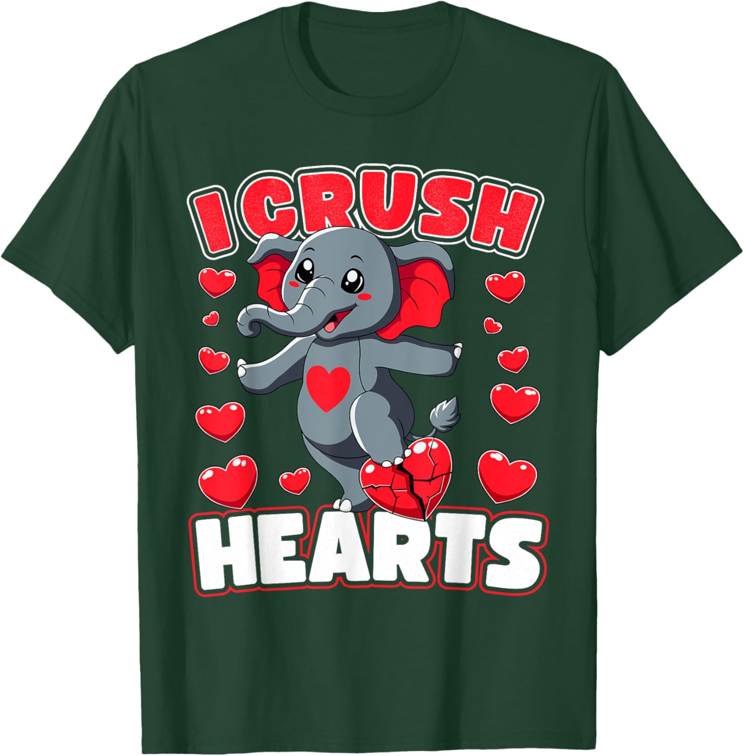 I Crush Hearts Elephant Valentine's Day T-Shirt for Boys and Toddlers - 20