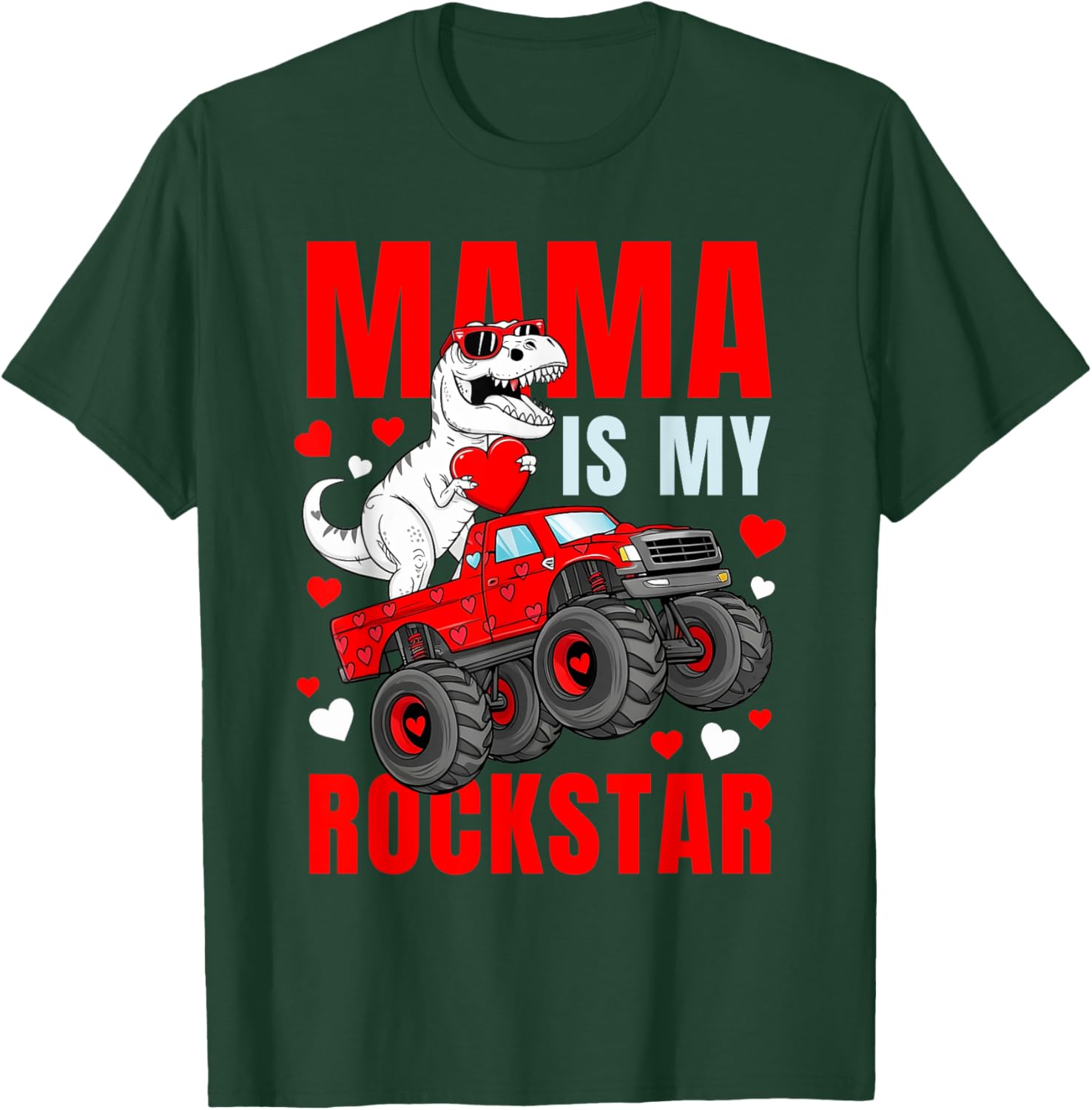 Mama Is My Rockstar Dinosaur T-Shirt Cute Love Mom Apparel - 1