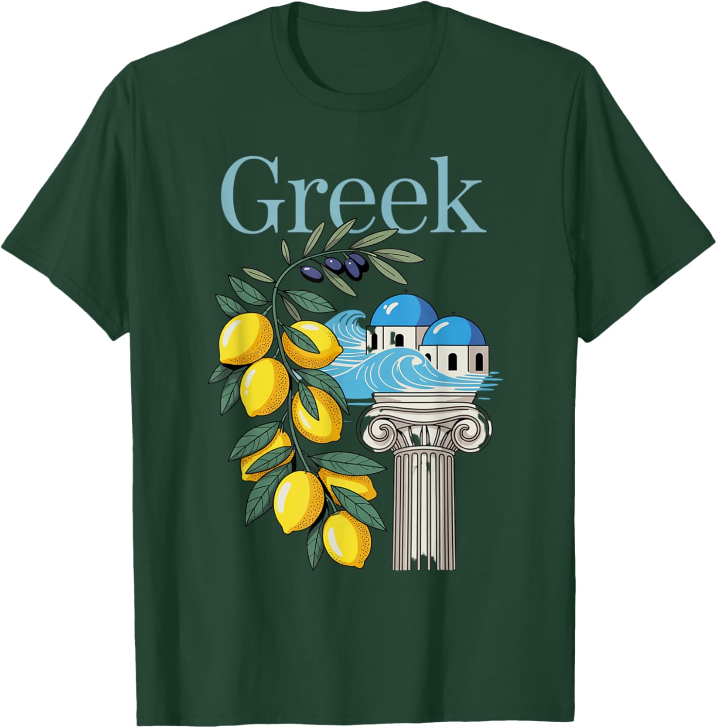 Greek Culture T-Shirt Featuring Lemons and Iconic Architecture Souvenir - 22