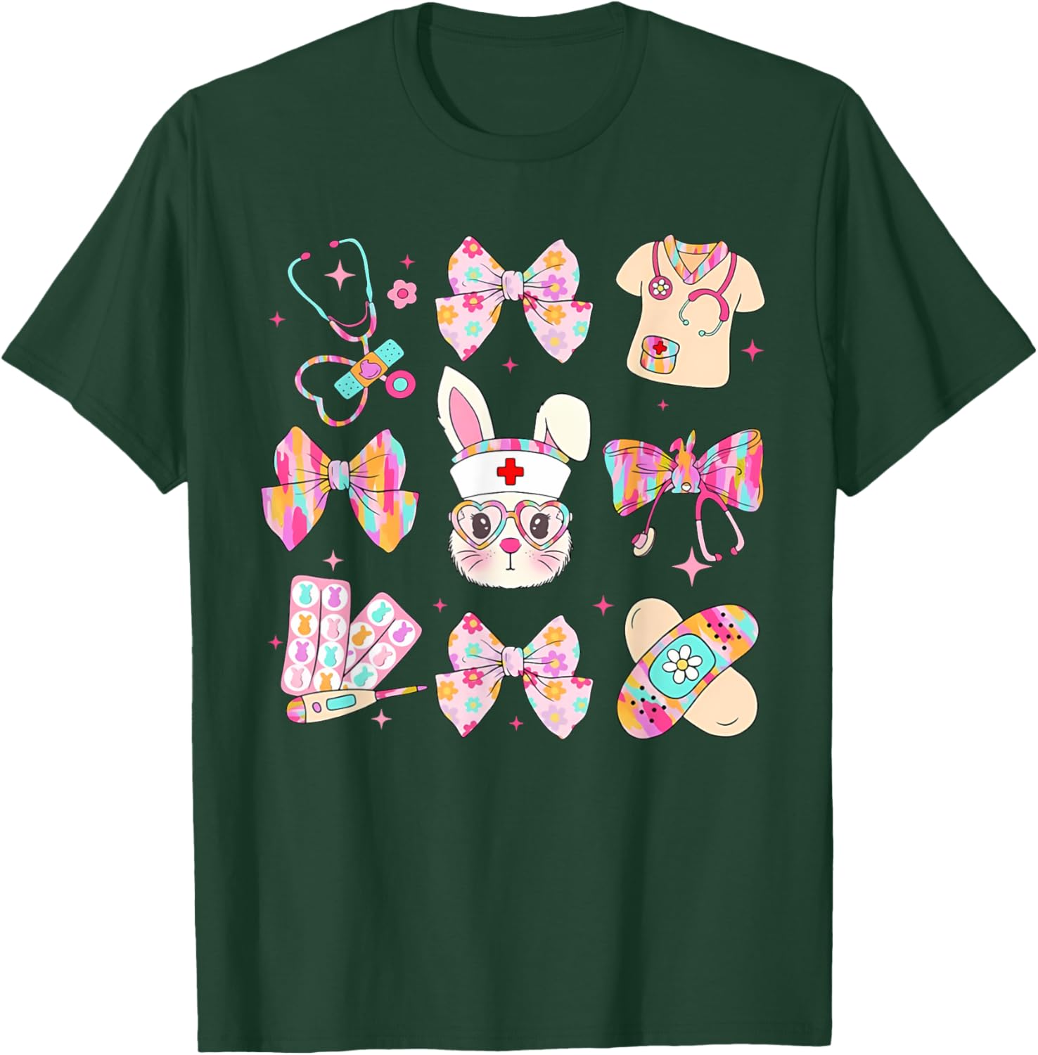 Easter Bunny T-Shirt for Nurses with Coquette Bow - Happy Easter Style - 28