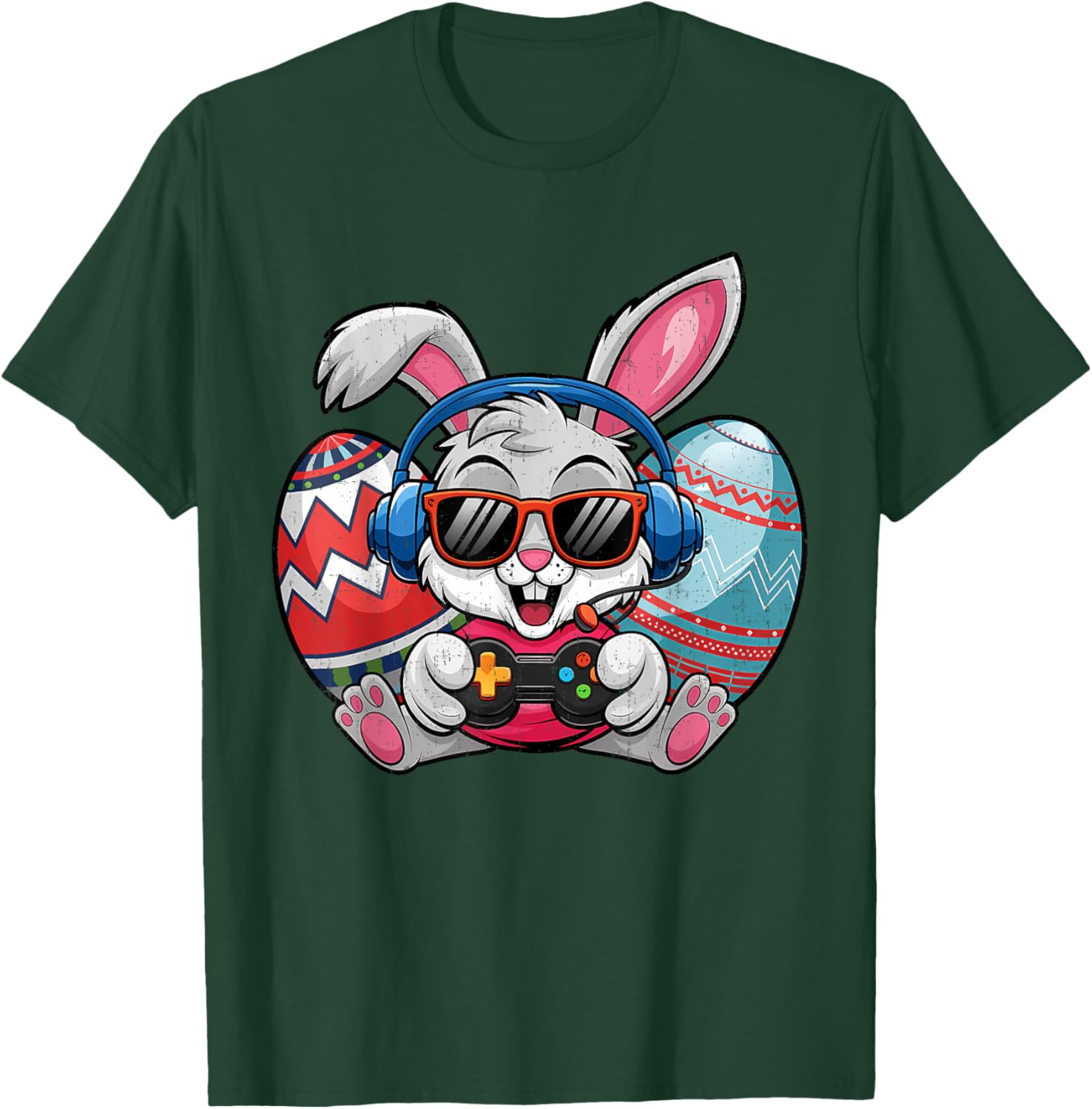 Cute Easter Bunny Playing Video Game Kids T-Shirt for Boys - 13