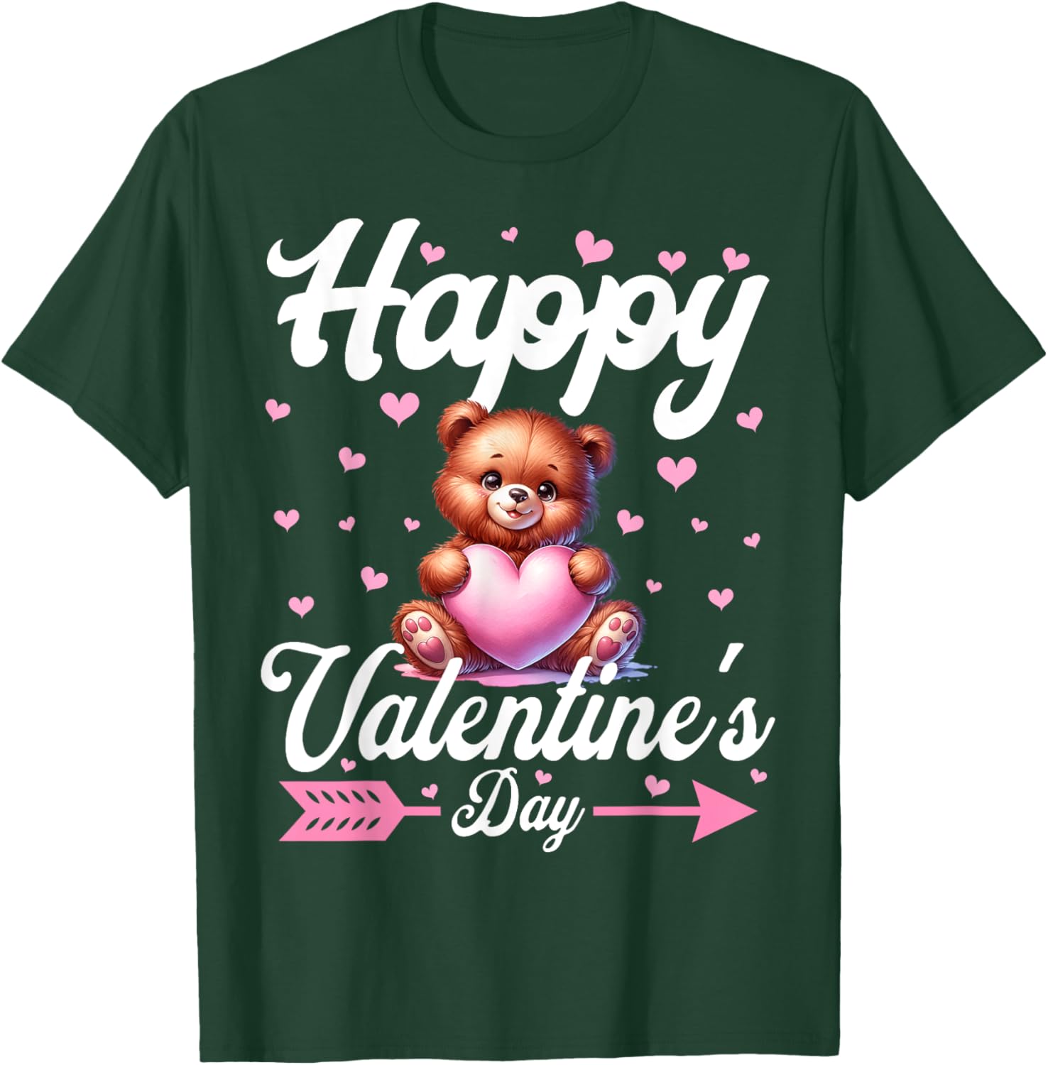 Cute Teddy Bear Holding Heart Happy Valentine's Day T-Shirt for Kids - 7