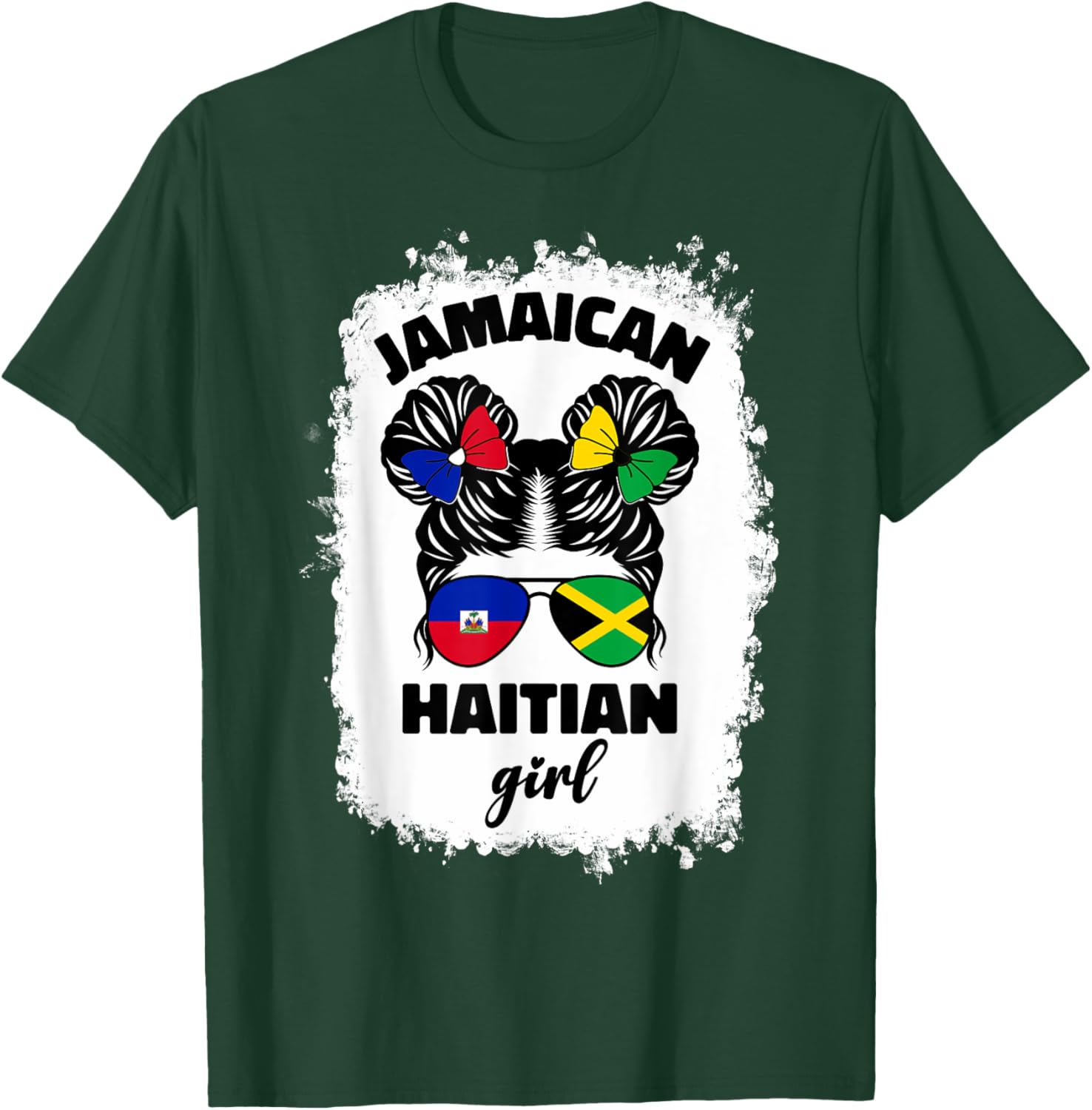 Half Jamaican Haitian Kids T-Shirt with Jamaica and Haiti Flag Design - 14