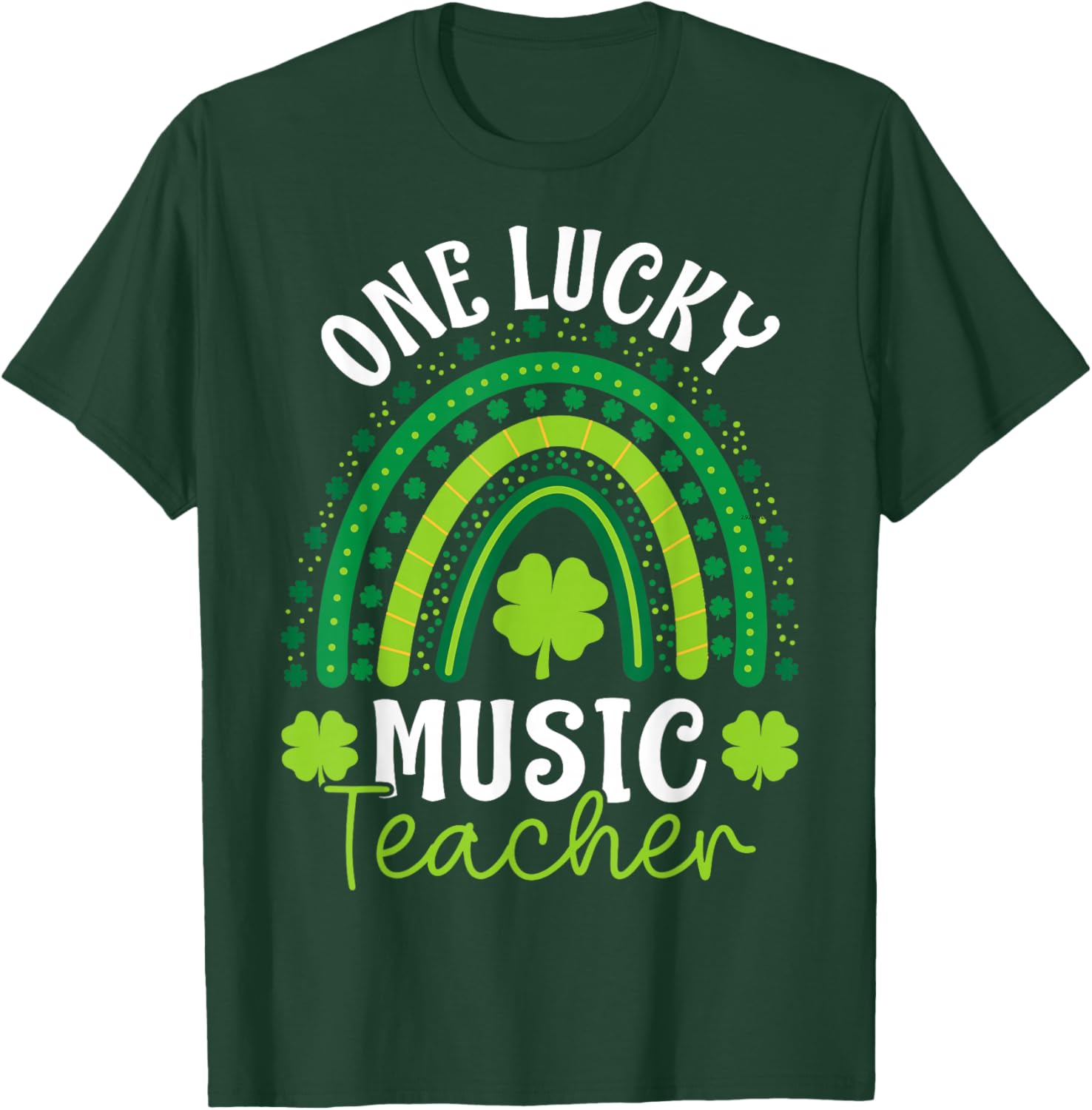 One Lucky Music Teacher Rainbow Shamrock T-Shirt for St Patrick's Day - 5