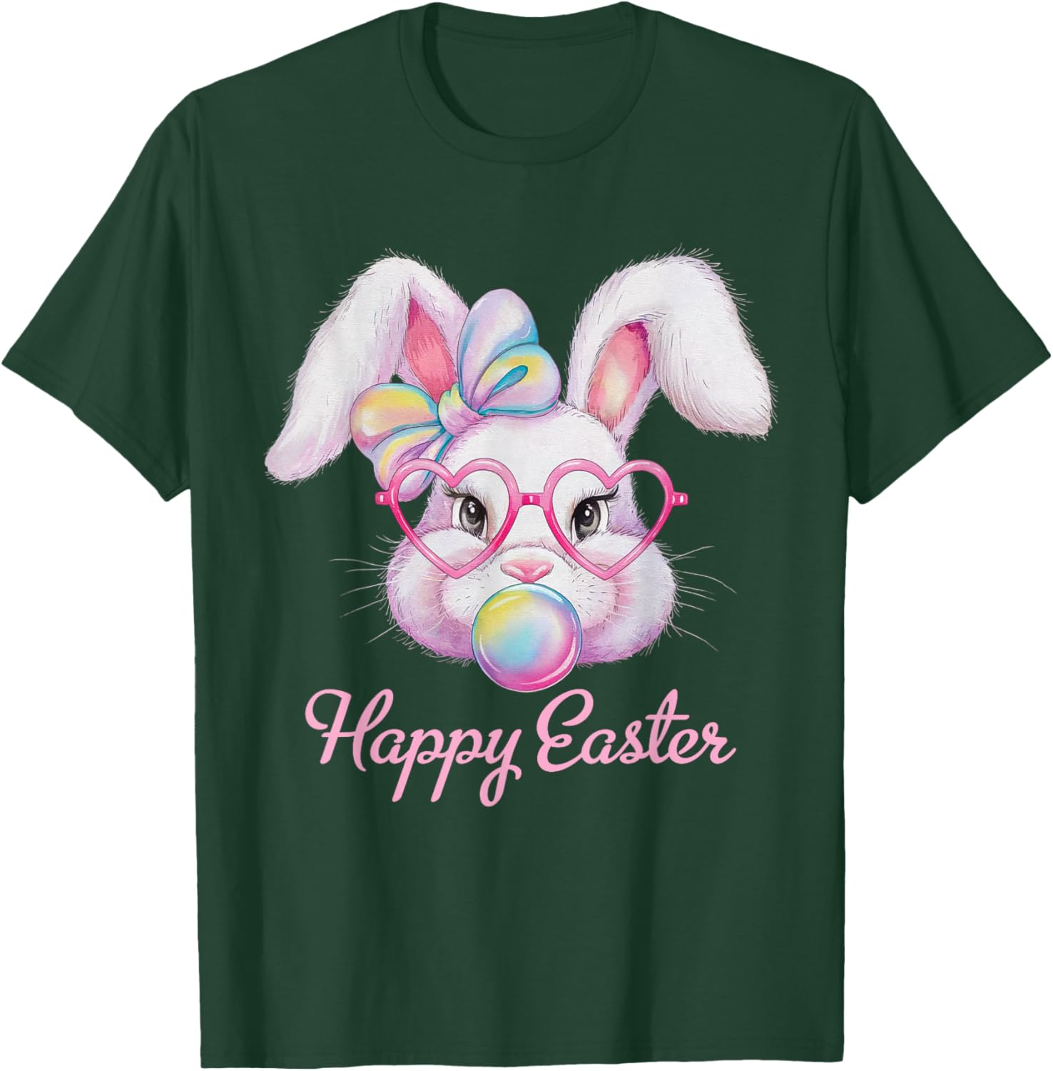 Happy Easter Cute Bunny Rabbit Face Tie Dye T-Shirt for Girls - 5