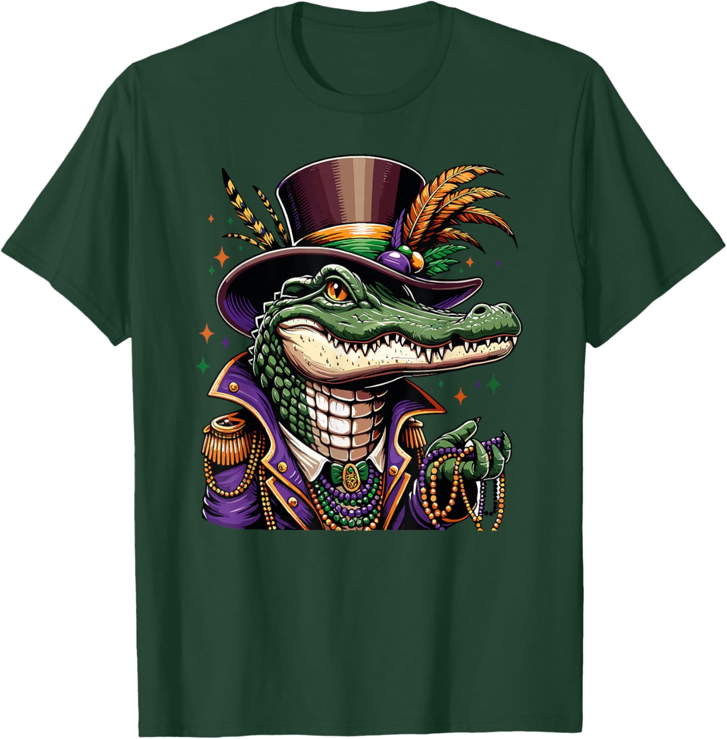 Mardigator Mardi Gras Alligator T-Shirt for Fun Men and Women - 7