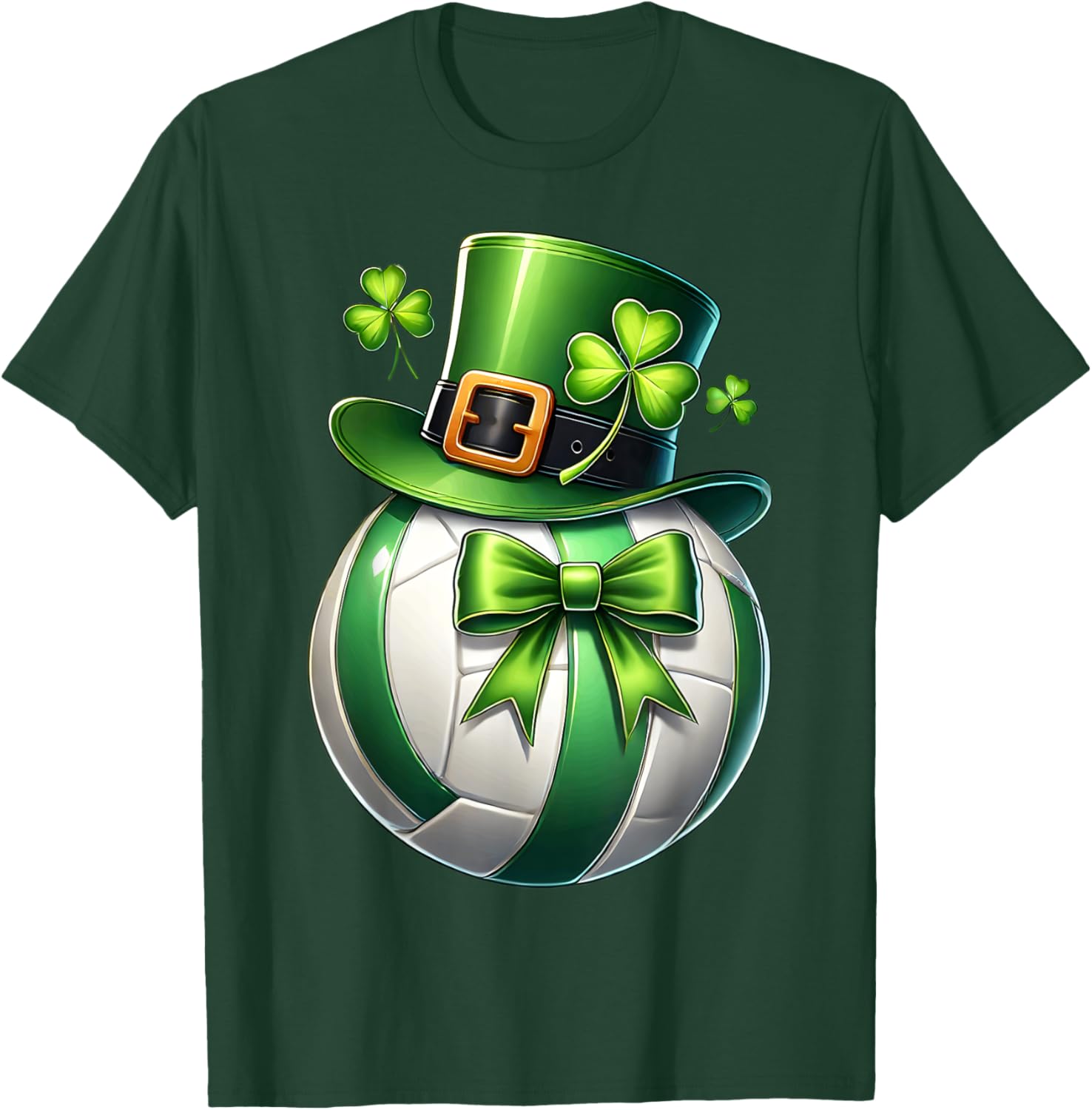 Cute St Patrick's Day Volleyball T-Shirt with Leprechaun Shamrock Design - 2