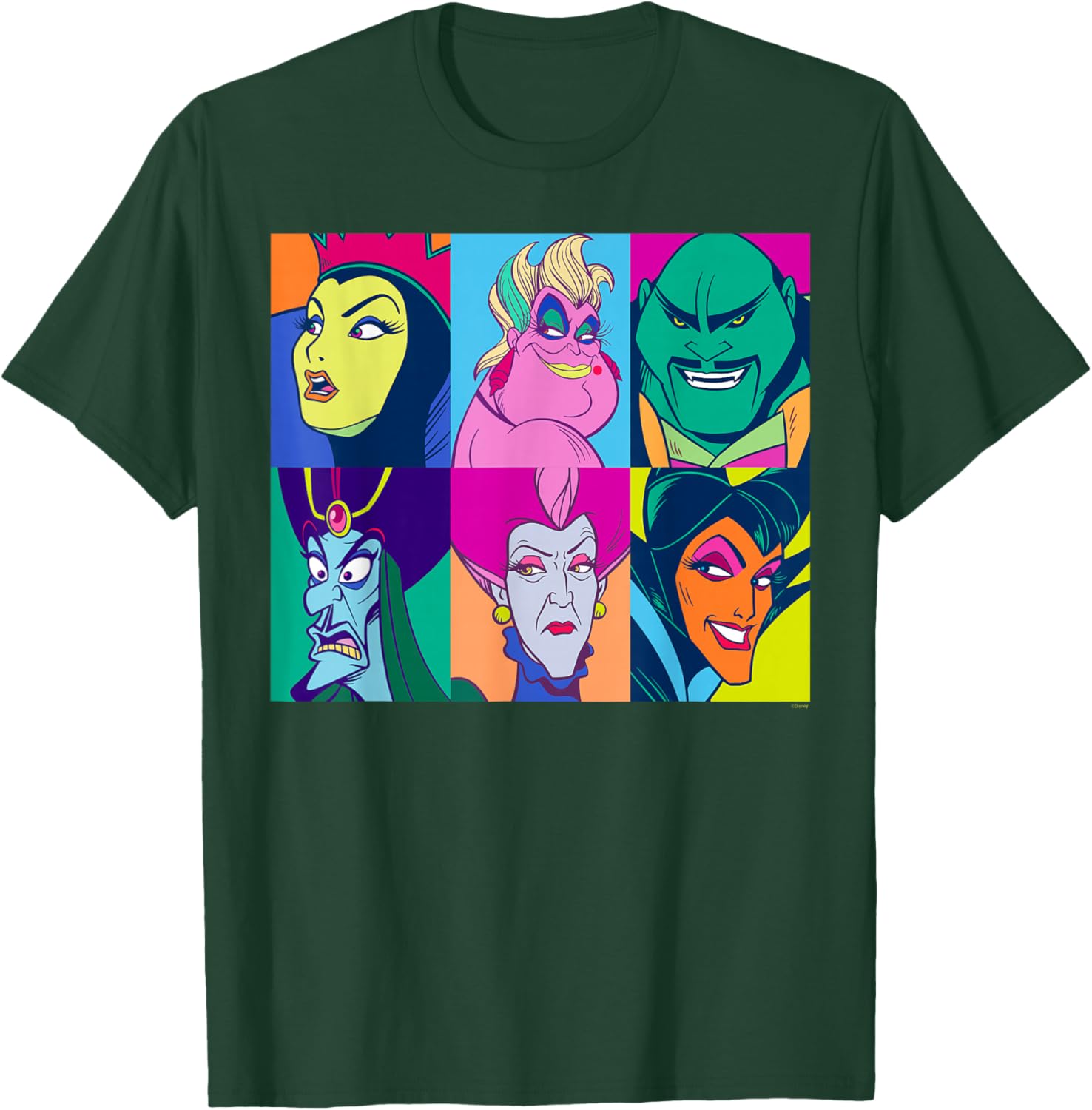 Disney Villains Retro Color Grid T-Shirt for Fans of Classic Characters - 11