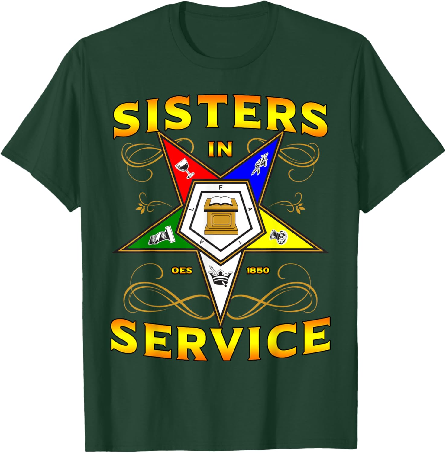 Sisters in Service OES 1850 Order of the Eastern Star T-Shirt for Women - 22