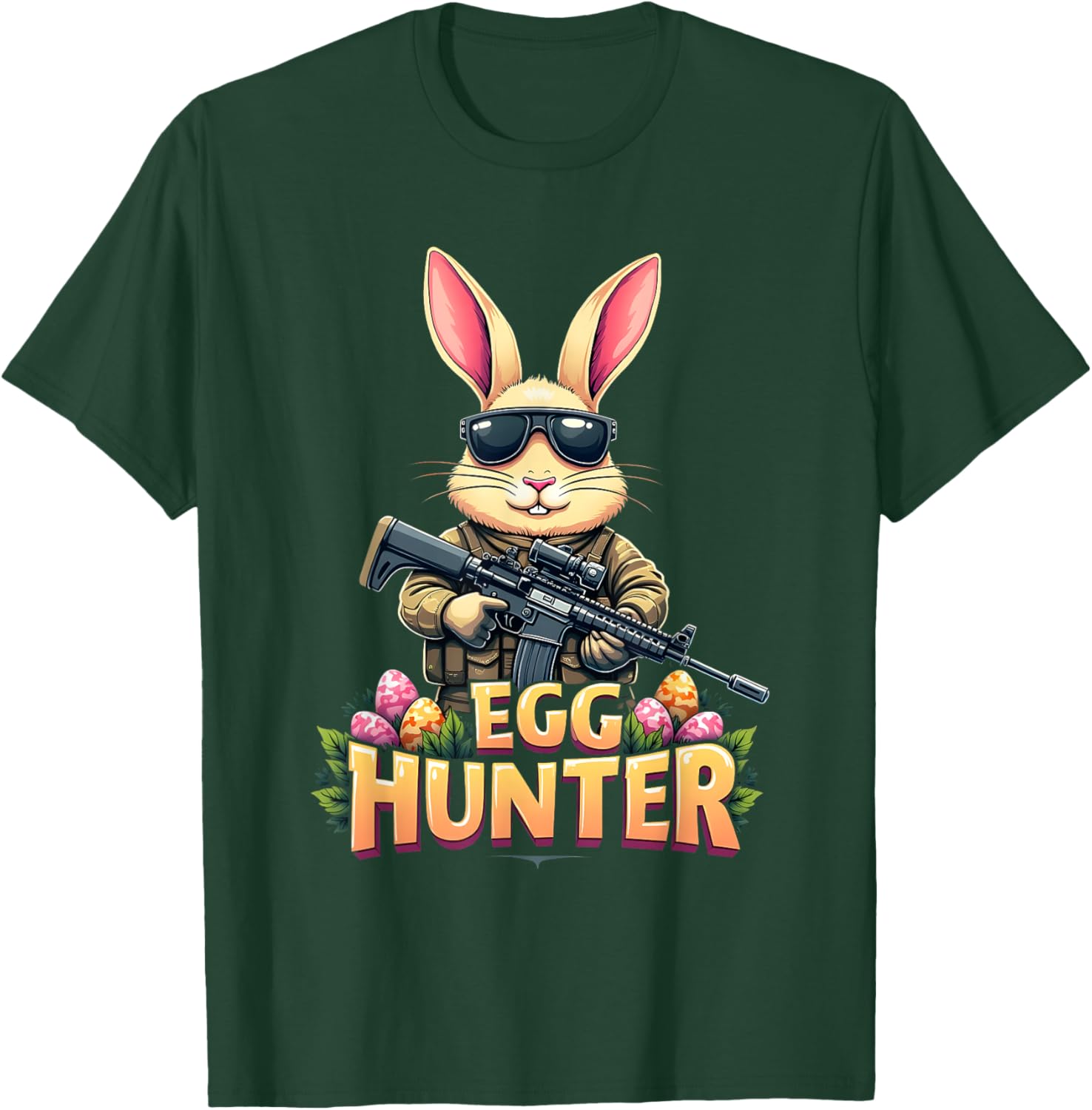 Cute Easter Egg Hunter Boys T-Shirt Featuring Deer Bunny Design - 16