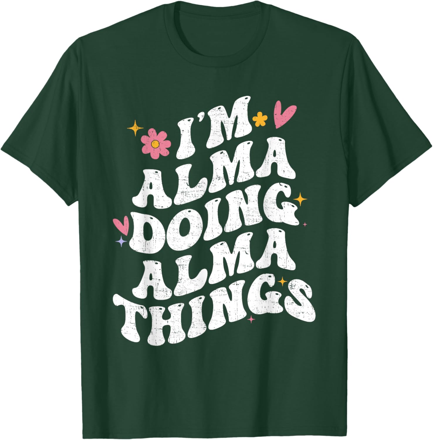 Personalized Retro Groovy I'm Alma Doing Alma Things T-Shirt - 1