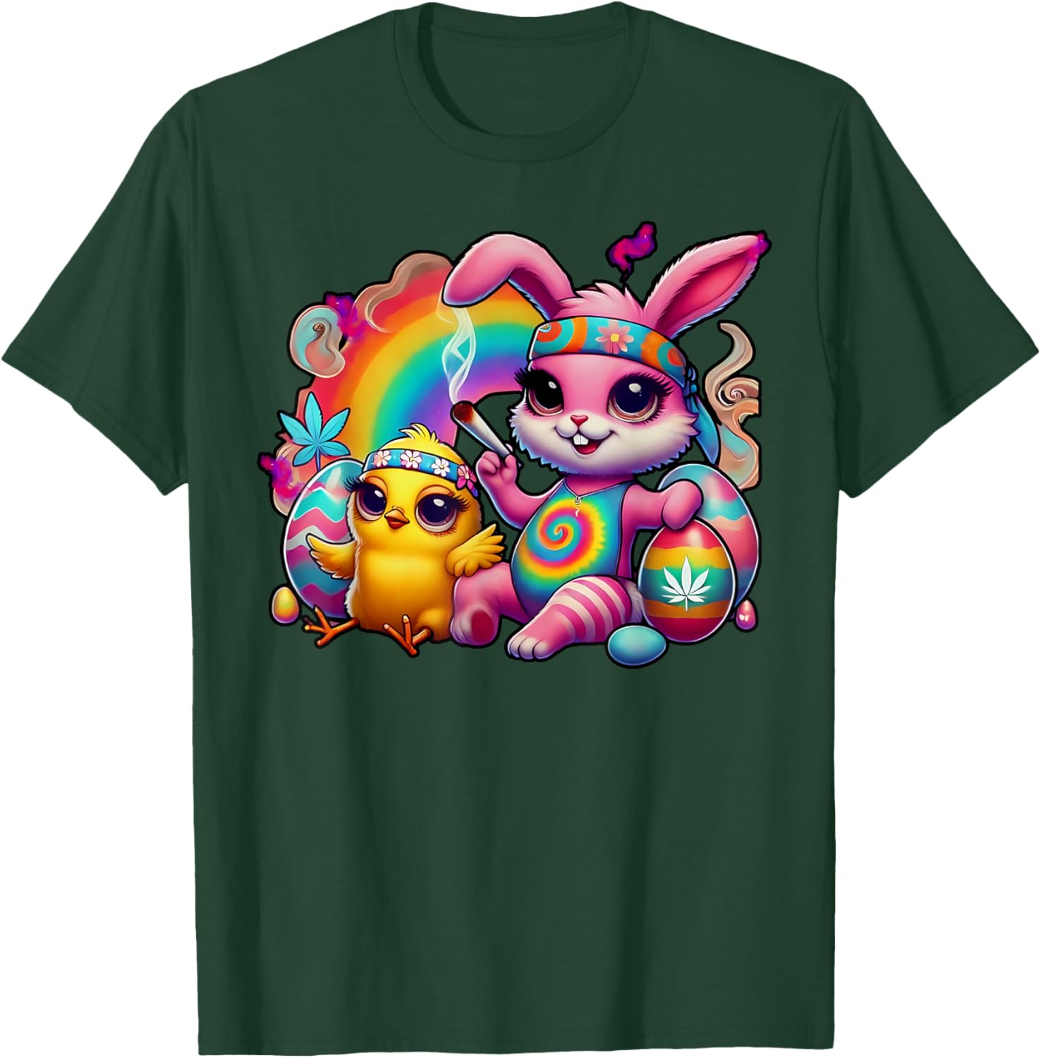Stoned Easter Bunny Chick T-Shirt for Cannabis Lovers and Fun Celebrations - 1