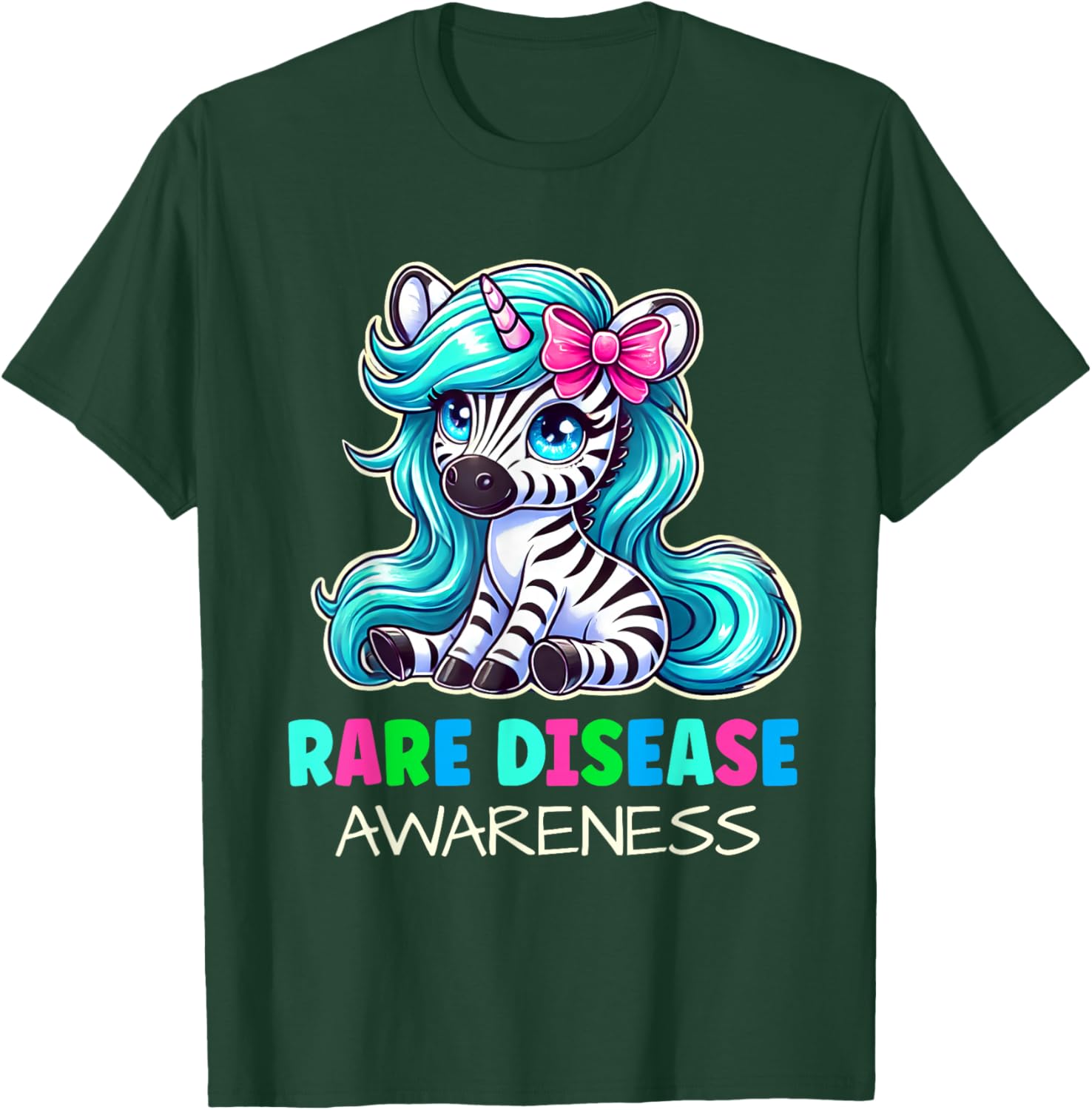 Rare Disease Awareness Zabra Ribbon Kids T-Shirt for Rare Disease Day - 5