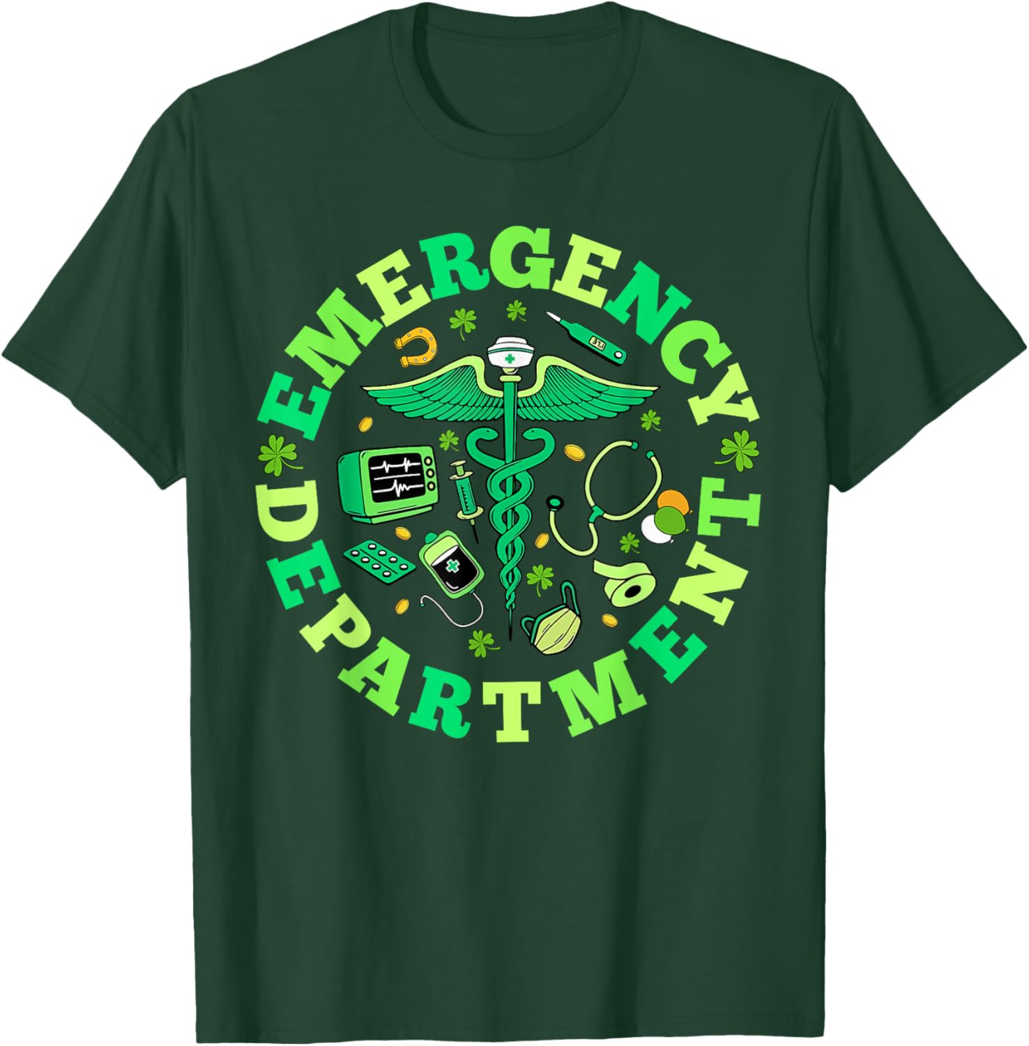 Emergency Nurse St Patricks Day Shamrock T-Shirt for ED RNs - 3