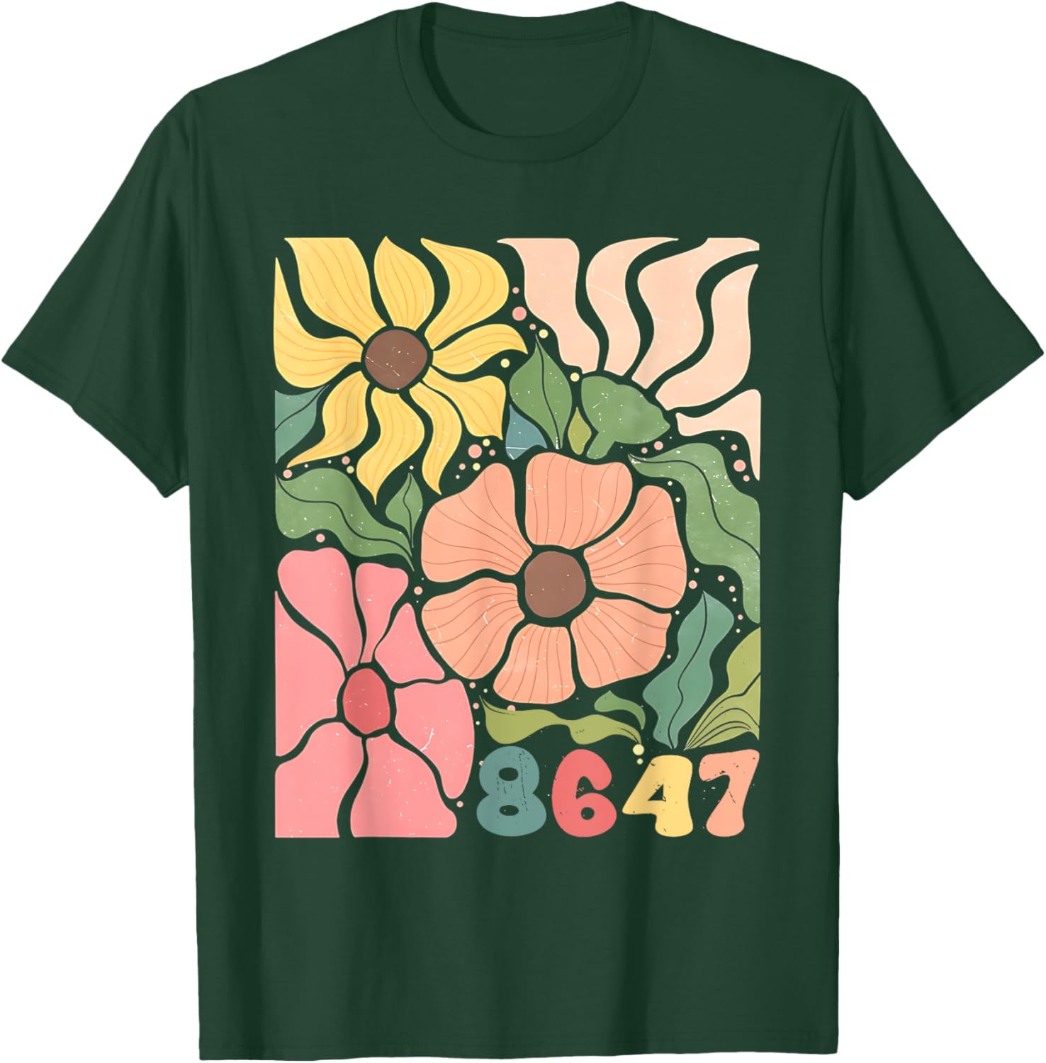 Boho Style Floral T-Shirt with Subtle Anti Trump Design for Women - 13
