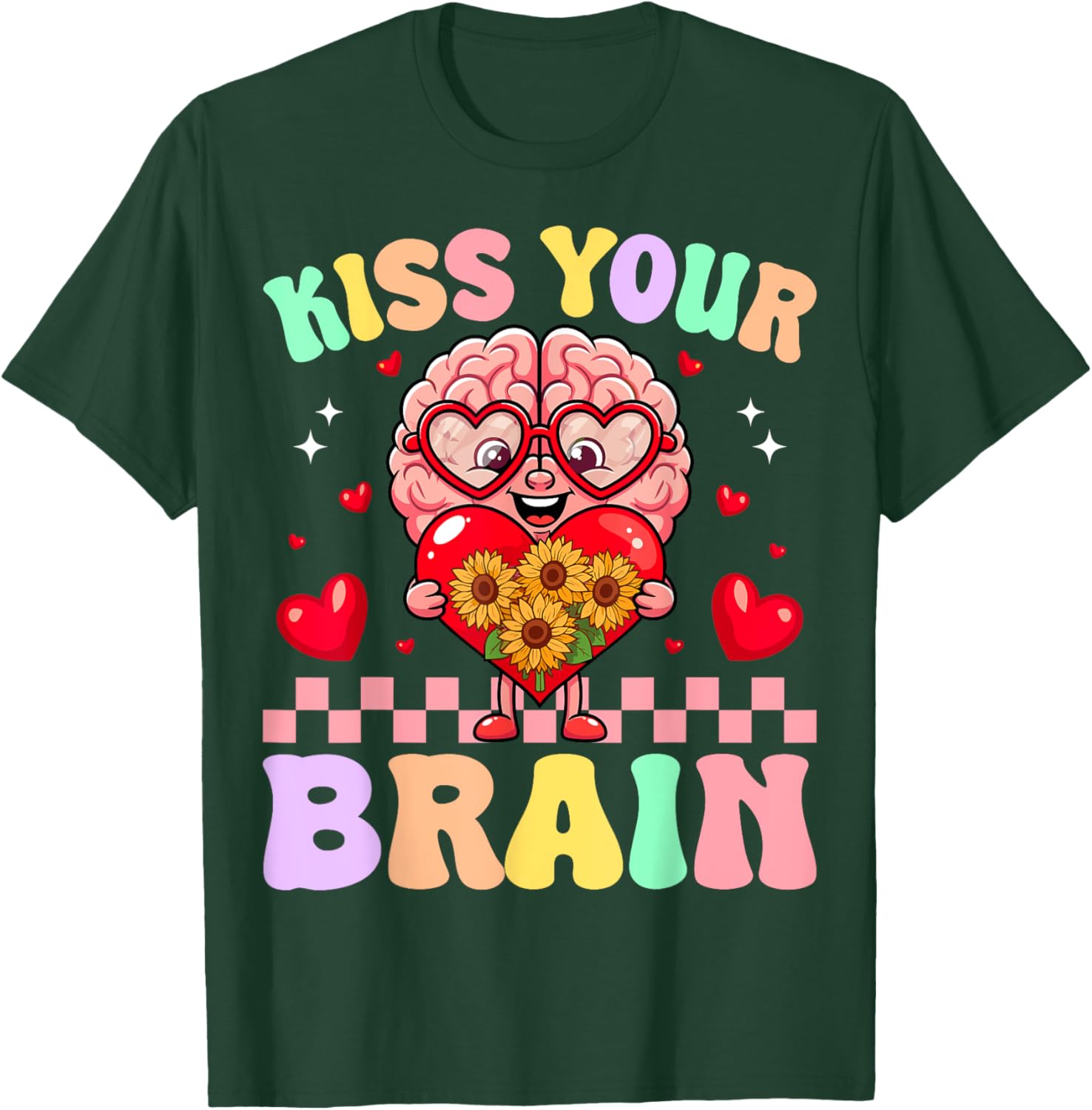 Funny Teacher Valentine's Day T-Shirt - Kiss Your Brain Gift for Educators - 16