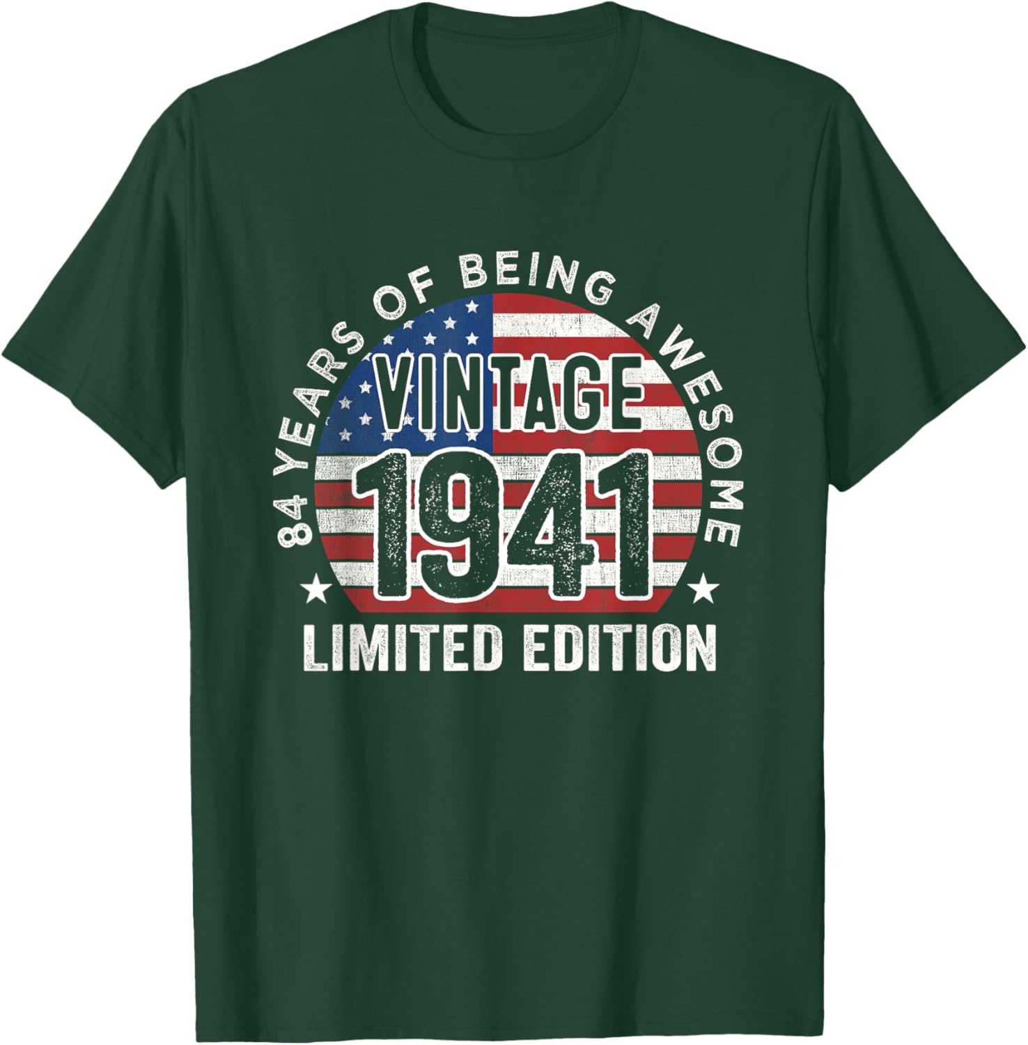 Vintage 1941 84th Birthday T-Shirt for Men with USA Flag Design - 5