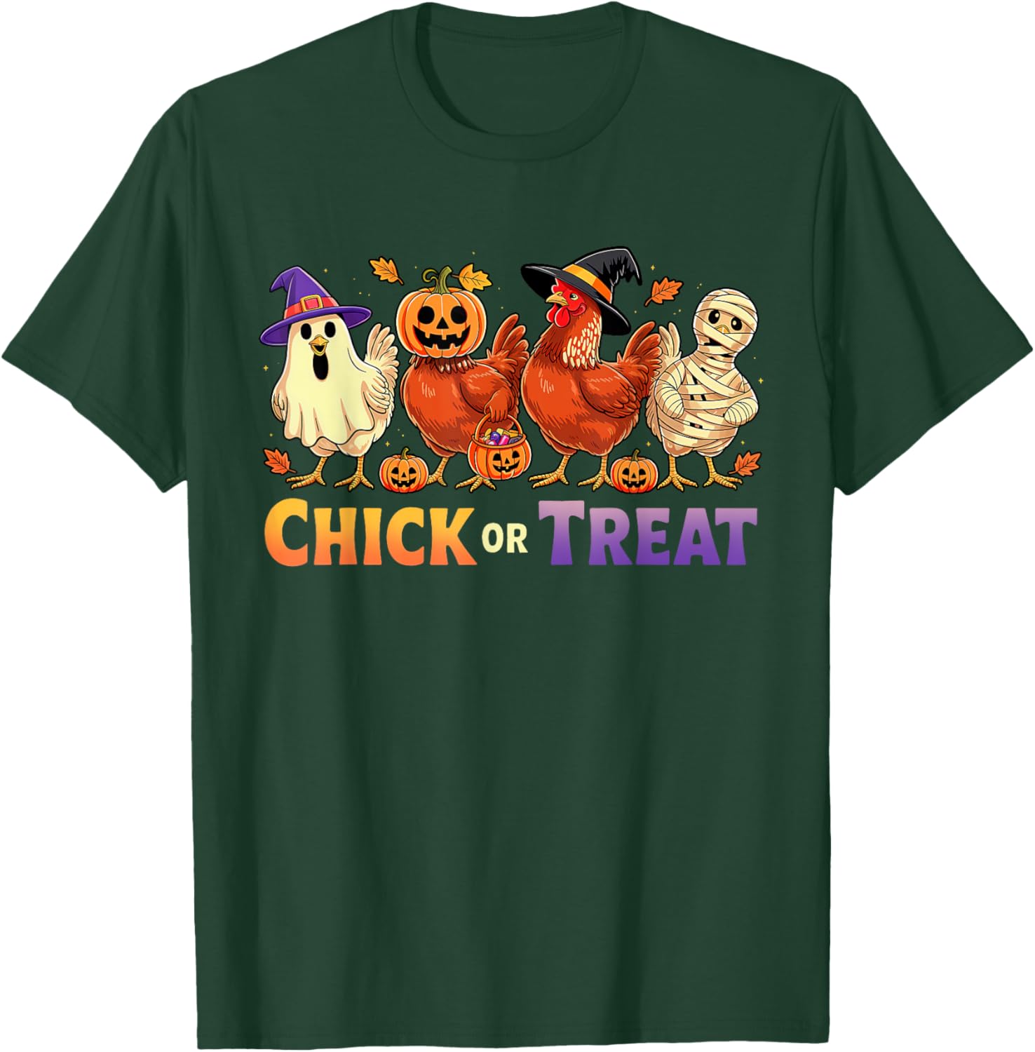 Funny Chick or Treat Halloween Witch Spooky Chicken Farmer T-Shirt - 8