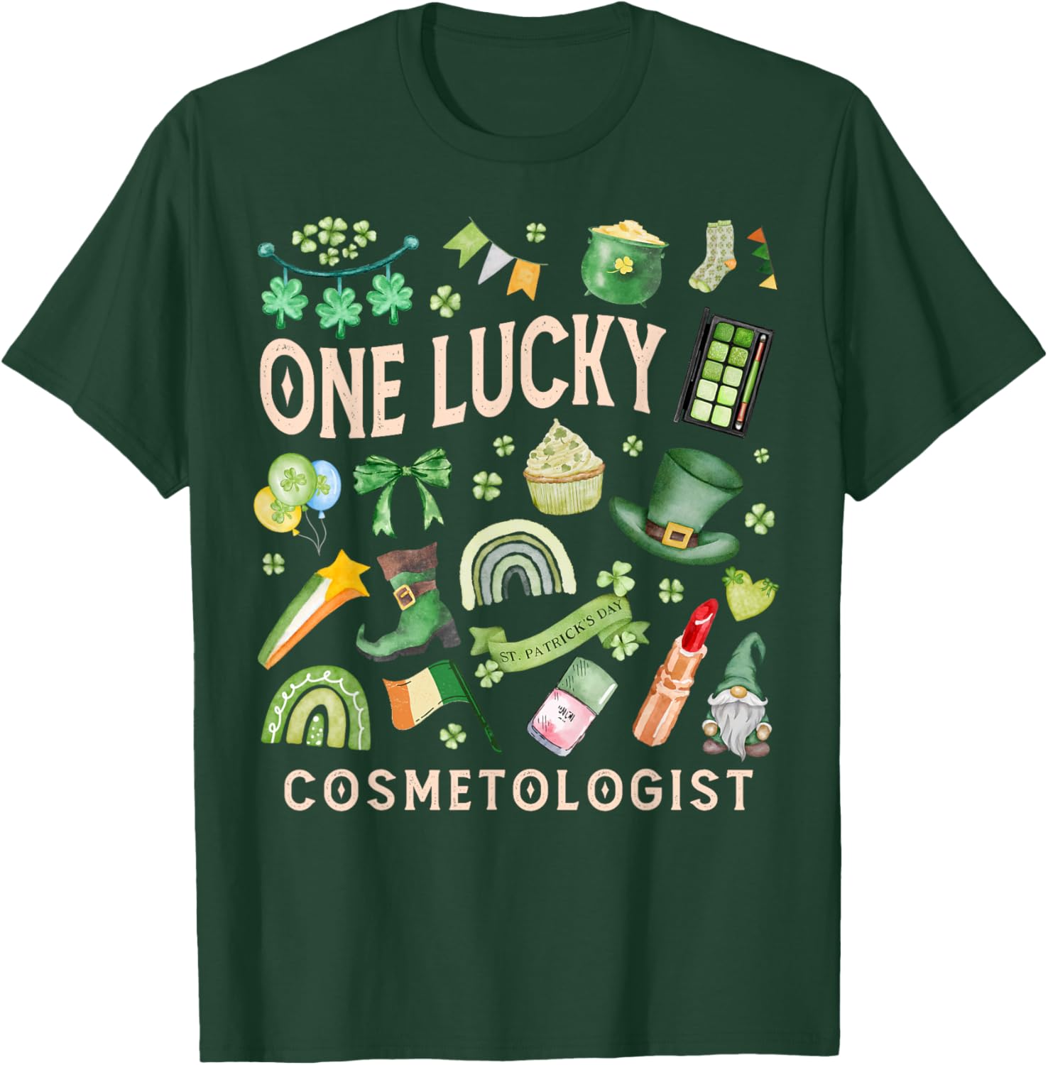 One Lucky Cosmetologist St Patricks Day Skincare T-Shirt for Pros - 3