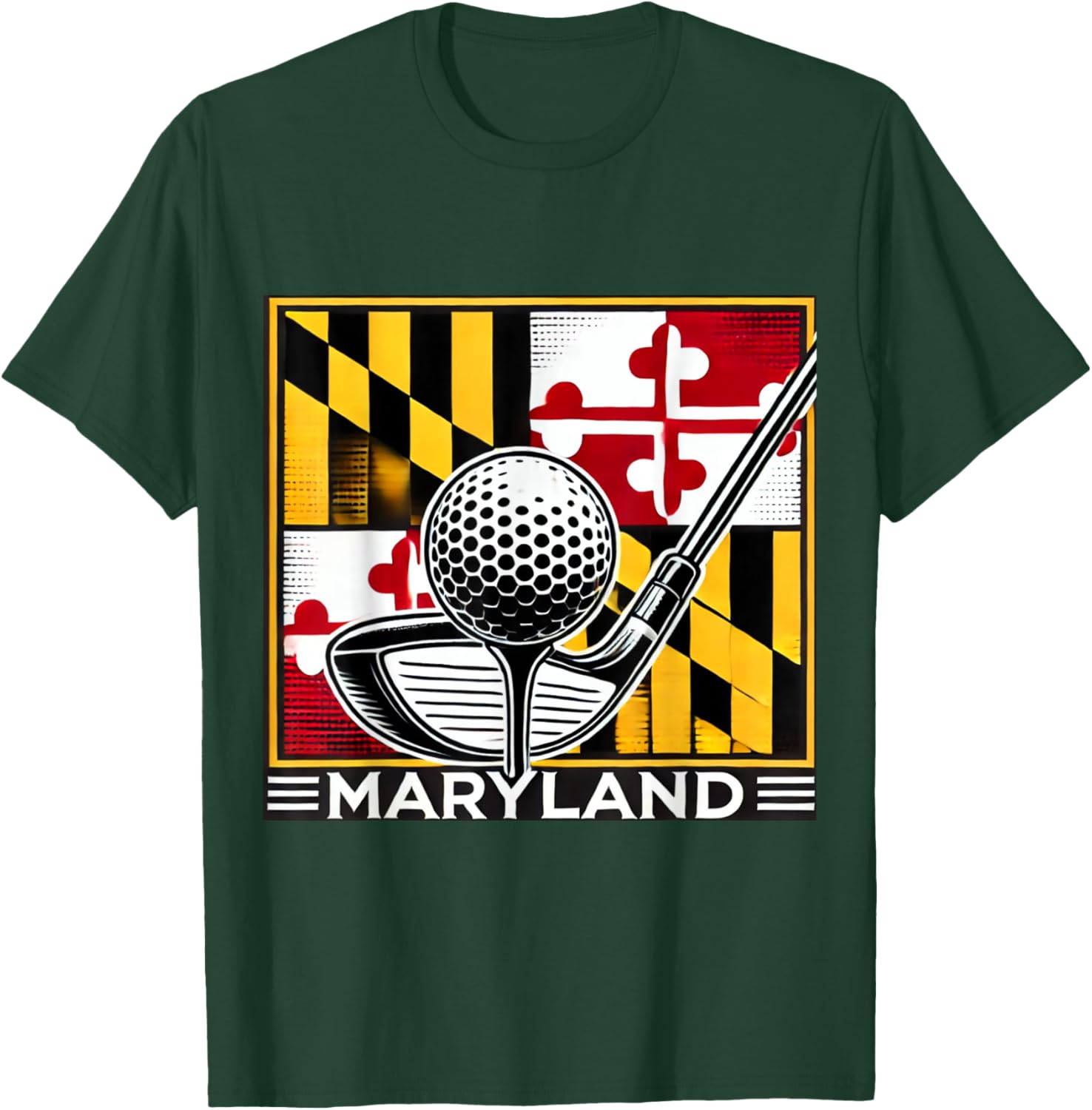 Maryland Golf Design Tee with State Flag and Club Artwork for Golf Lovers - 10